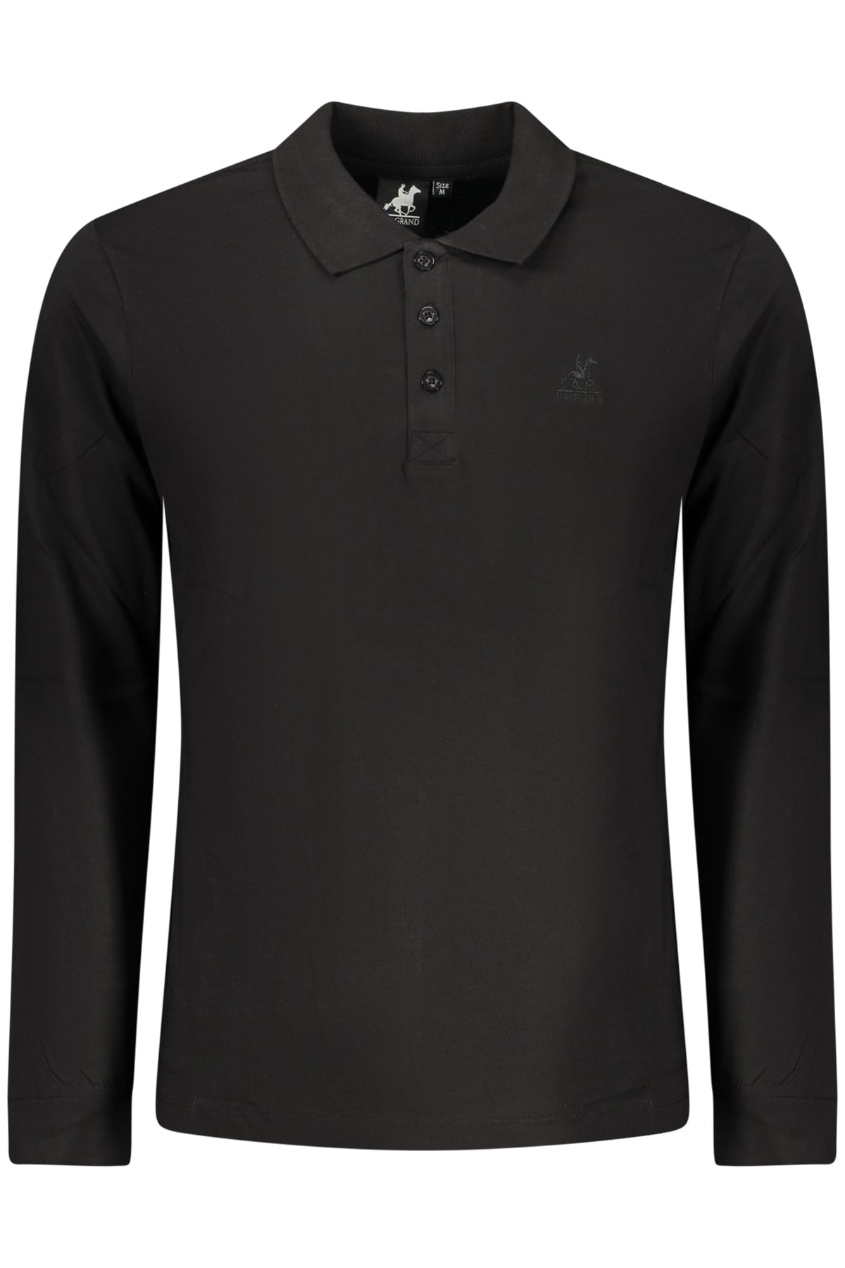 AU02844ELENIO_NEA7250 – Elegantes Schwarzes Herren Langarm-Polo mit Stickerei und Logo – Größe: S, M, L, XL, 2XL, 3XL – Farbe: Nero
