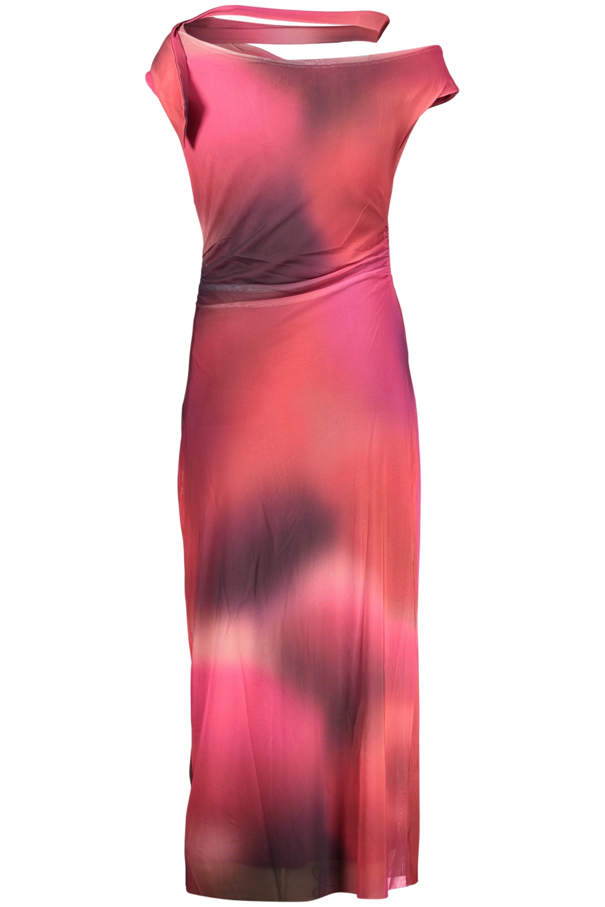 26SWVK19_VI3098 – Langes Damenkleid Lila mit U-Boot-Ausschnitt und Breiten Trägern – Größe: XS, S, M, L, XL – Farbe: Viola
