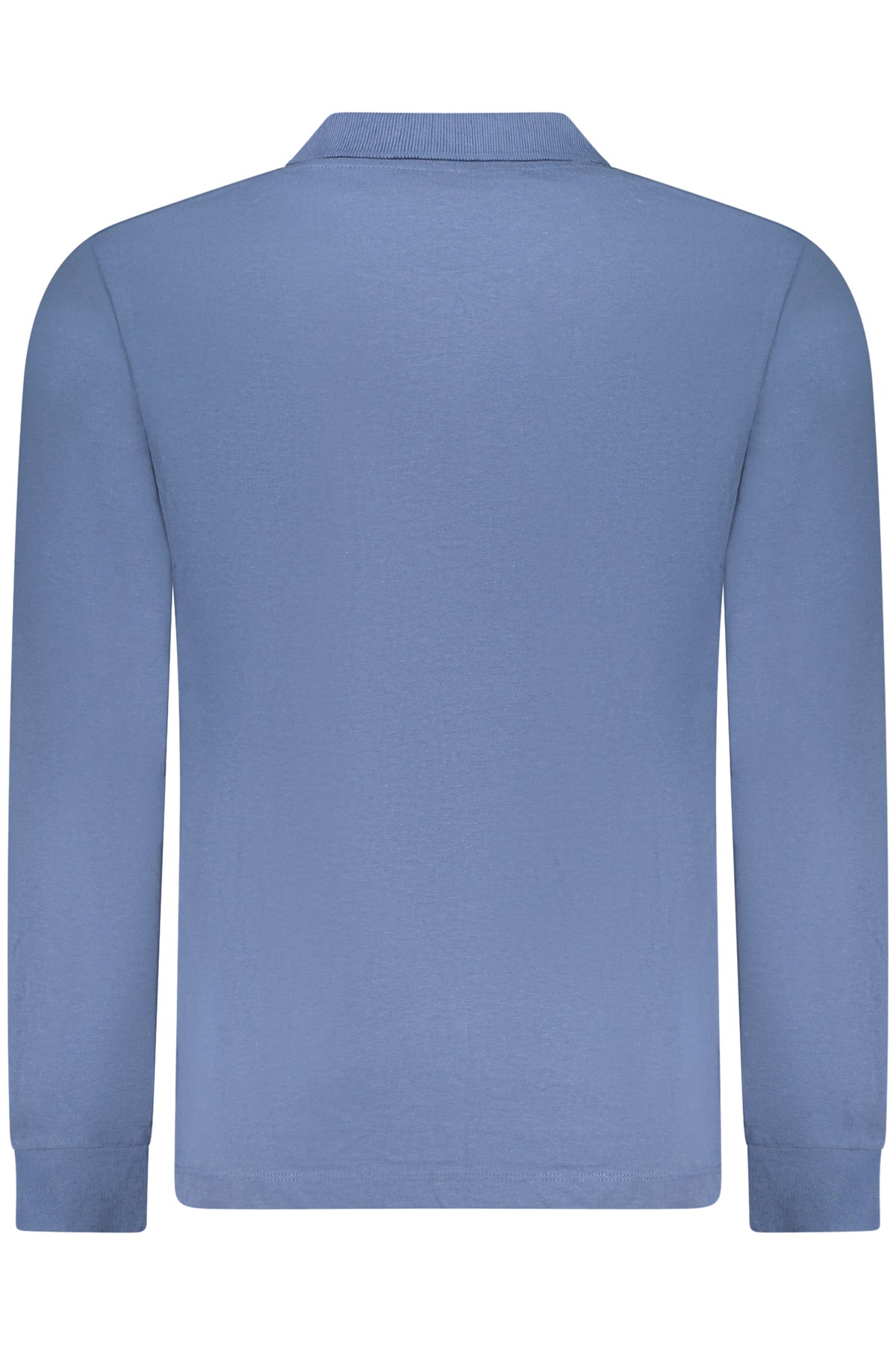 AU02844ELENIO_BLA7400 – Elegantes Herren Langarm-Polo in Blau – 3 Knöpfe & Stickerei – Größe: S, M, L, XL, 2XL, 3XL – Farbe: Blu
