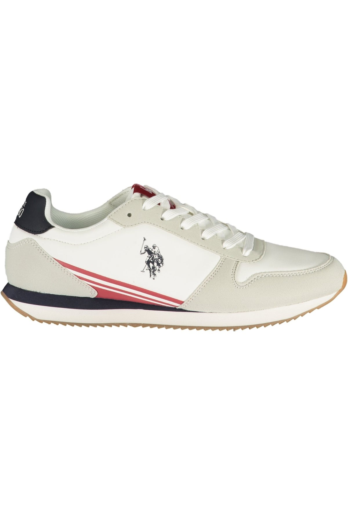 HAPPY002M6YH1_BIWHIDBL – Moderner Herren-Sportschuh in Weiß mit kontrastreichen Details – Größe: 40, 41, 42, 43, 44, 45, 46 – Farbe: Bianco