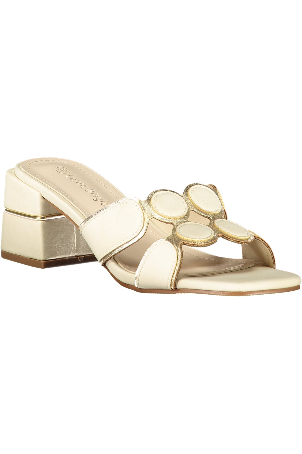 9743_BEIVORYN – Elegante Damen Sandale Beige mit Kontrastelementen und 5 cm Absatz – Größe: 36, 37, 38, 39, 40, 41 – Farbe: Beige