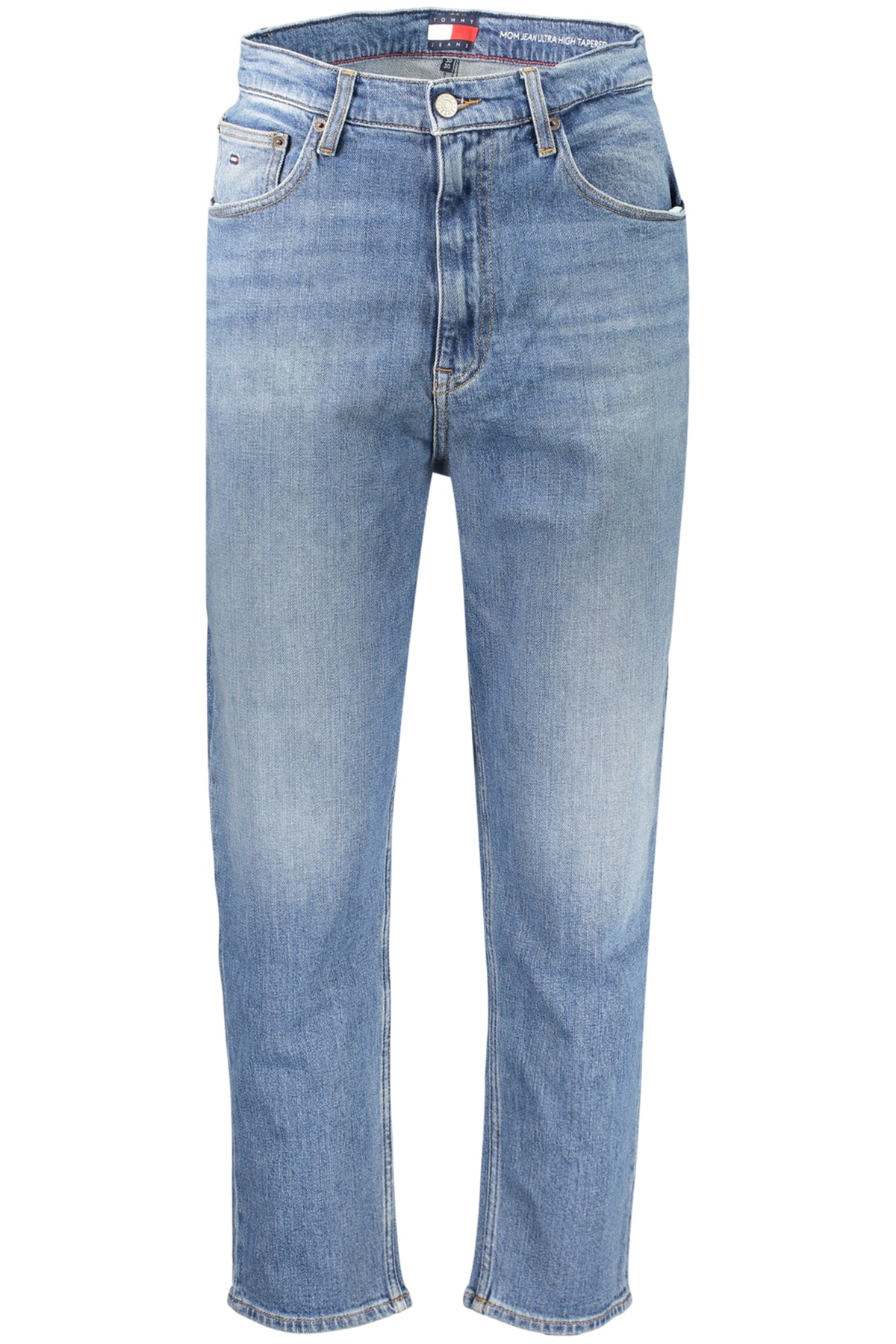 DW0DW22994_BL1A5 – Stylische Mom Jeans Damen Blau: Tapered Fit & Stickerei Details – Größe: 25L30, 26L30, 27L30, 28L30, 29L30, 30L30, 31L30, 32L30 – Farbe: Blu