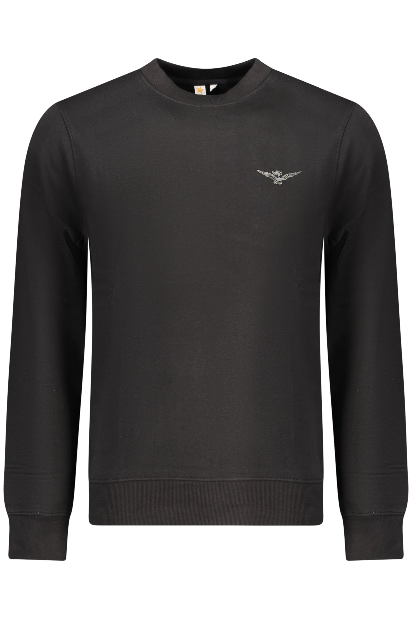 W5S616-7014_NE002 – Elegantes Herren-Sweatshirt Schwarz: Gefüttert mit Applikation-Detail – Größe: S, M, L, XL, 2XL, 3XL – Farbe: Nero