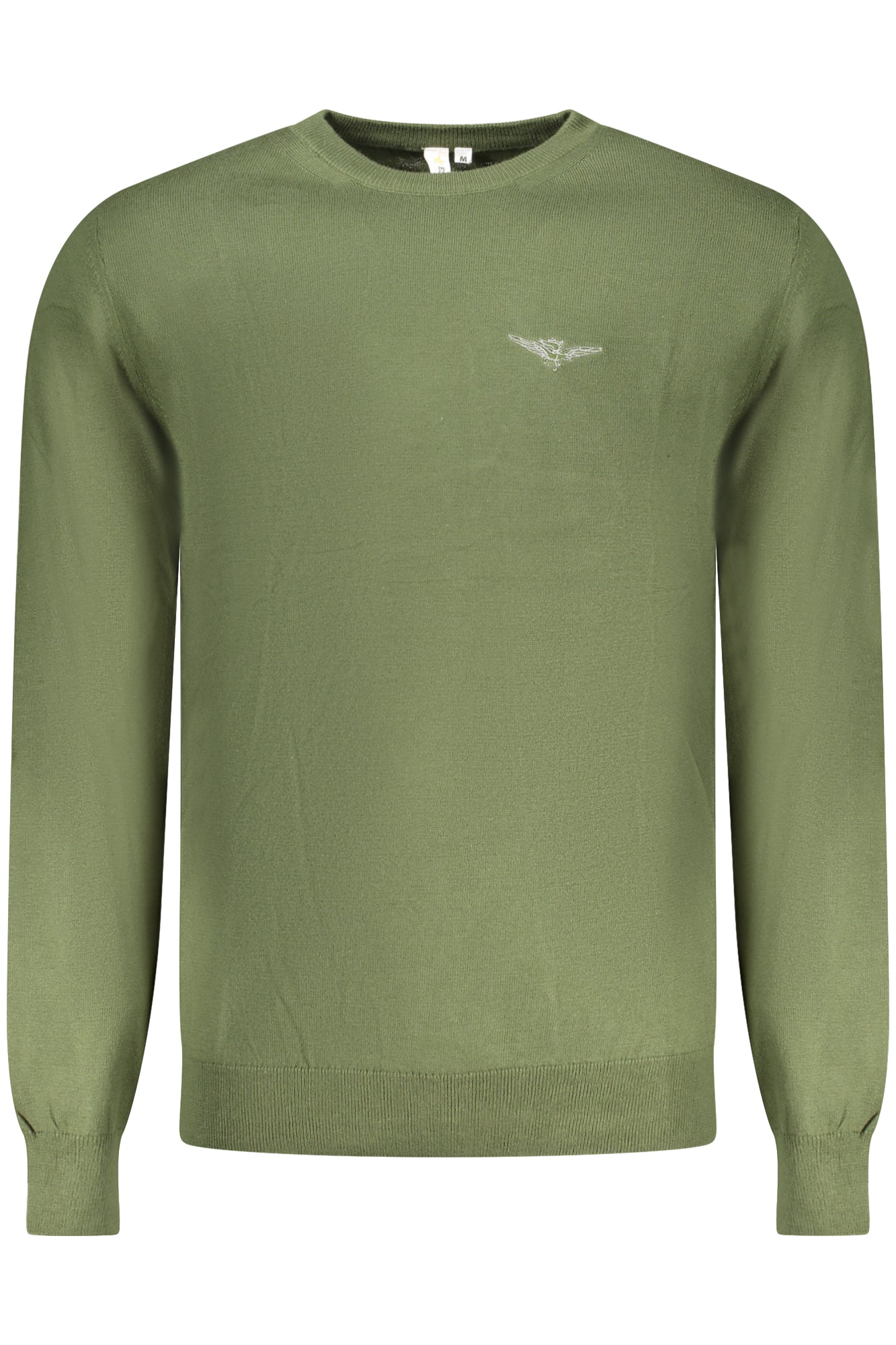 W5S617-5660_VE058 – Stilvolles Grünes Langarmshirt mit Rundhals und Stickerei-Logo – Größe: S, M, L, XL, 2XL, 3XL – Farbe: Verde