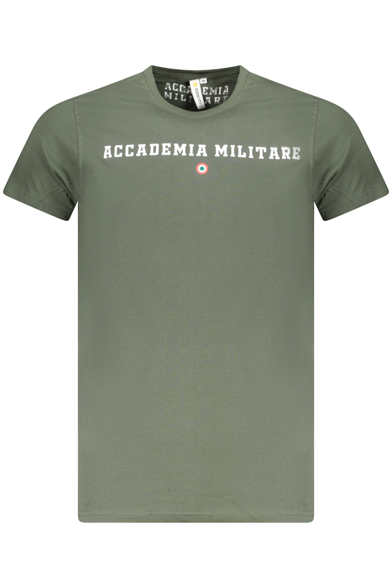 S5S641-5586_VE058 – Grünes Kurzarm T-Shirt Herren – Militärstil mit Akademie Print – Größe: S, M, L, XL, 2XL – Farbe: Verde