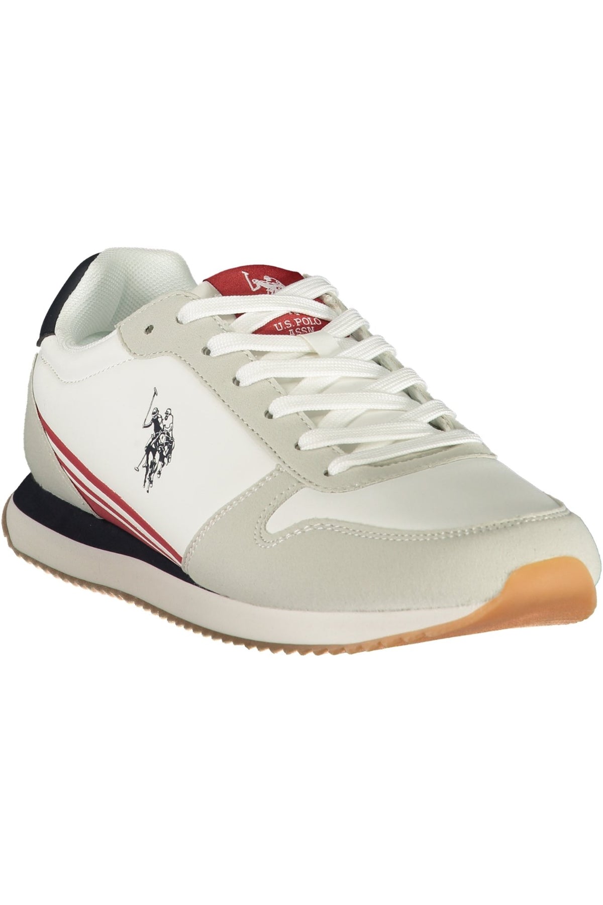 HAPPY002M6YH1_BIWHIDBL – Moderner Herren-Sportschuh in Weiß mit kontrastreichen Details – Größe: 40, 41, 42, 43, 44, 45, 46 – Farbe: Bianco