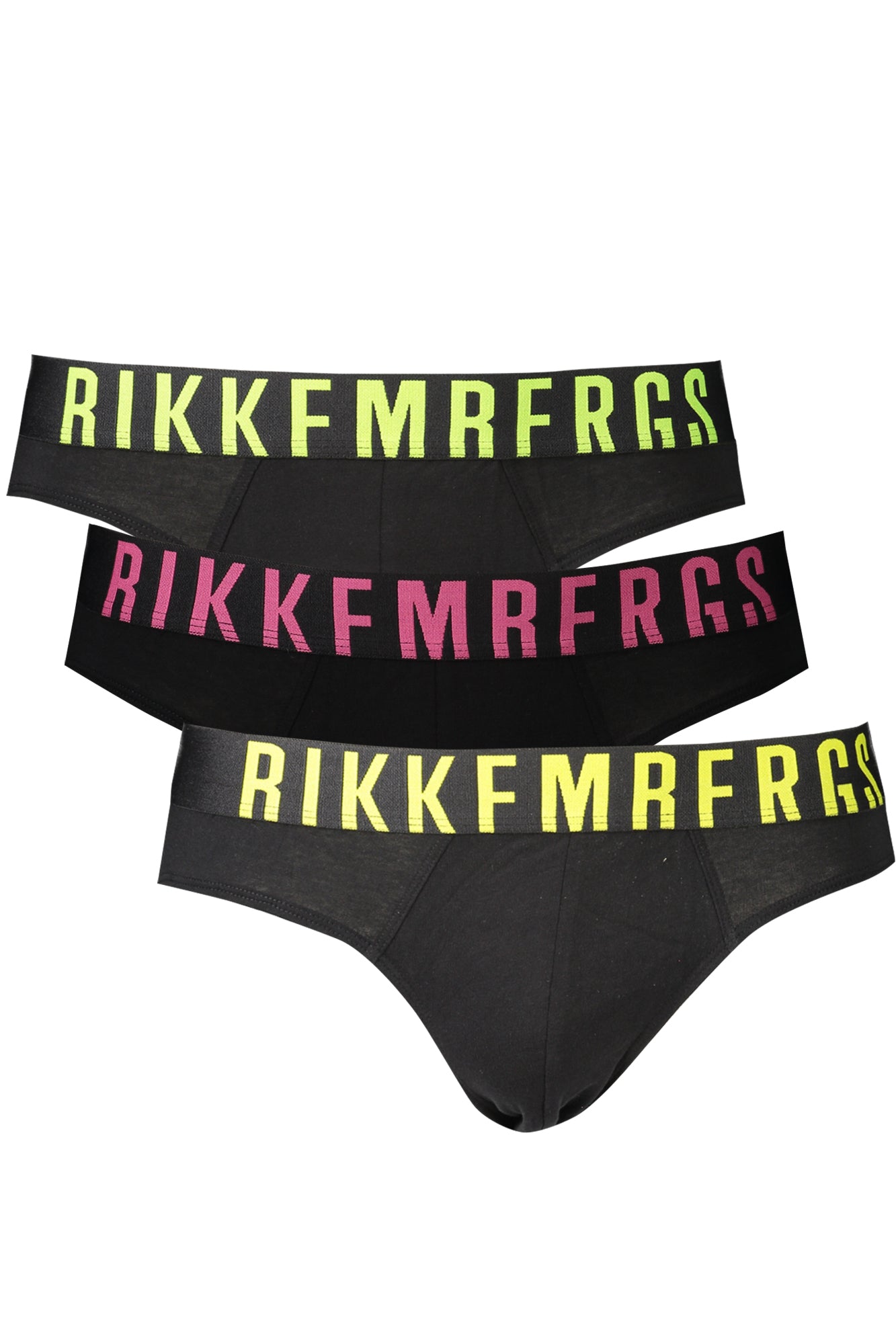 BKK1USP16TR_NEBLACAS – Herren-Slip 3er-Pack: Elastisch, fluoreszierend, mit Logo-Print – Größe: S, M, L, XL, 2XL – Farbe: Nero
