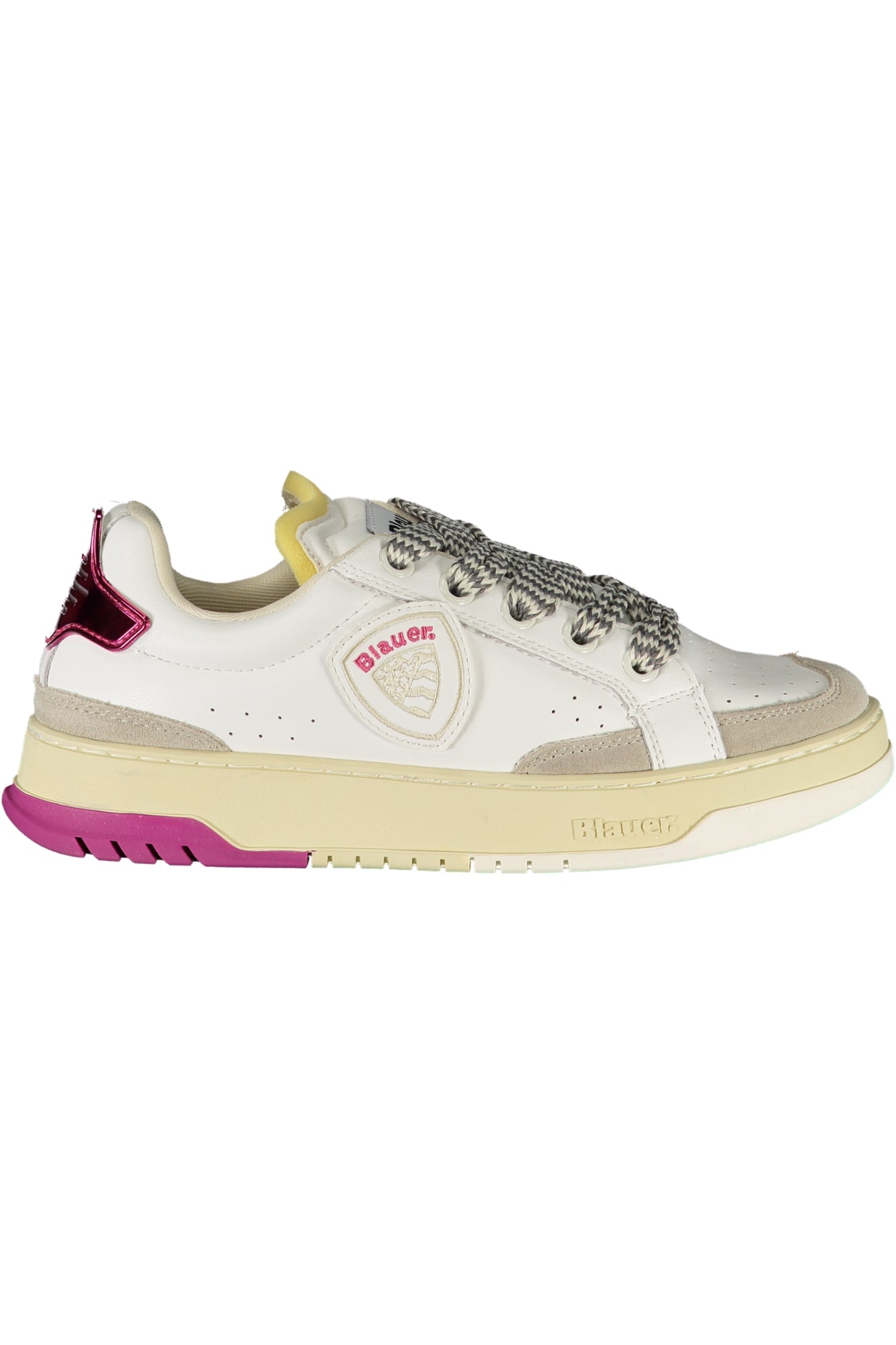 S5ADEL02LEA_BIWHIFUX – Damen-Sportschuhe in Weiß mit Grauen/Fuchsia Akzenten und Einlegesohle – Größe: 36, 37, 38, 39, 40, 41 – Farbe: Bianco