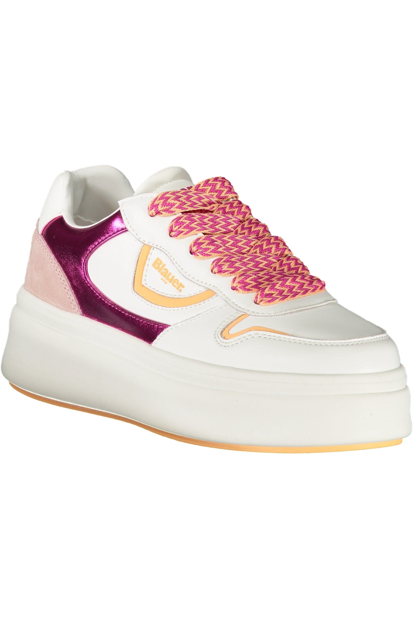 S5EMERY03LEM_BIWHIFUX – Weißer Damensportschuh mit Kontrastschnürsenkeln und Fuchsiadetails – Größe: 36, 37, 38, 39, 40, 41 – Farbe: Bianco