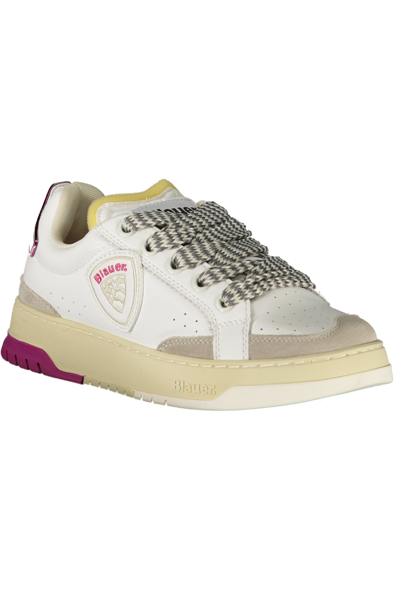 S5ADEL02LEA_BIWHIFUX – Damen-Sportschuhe in Weiß mit Grauen/Fuchsia Akzenten und Einlegesohle – Größe: 36, 37, 38, 39, 40, 41 – Farbe: Bianco