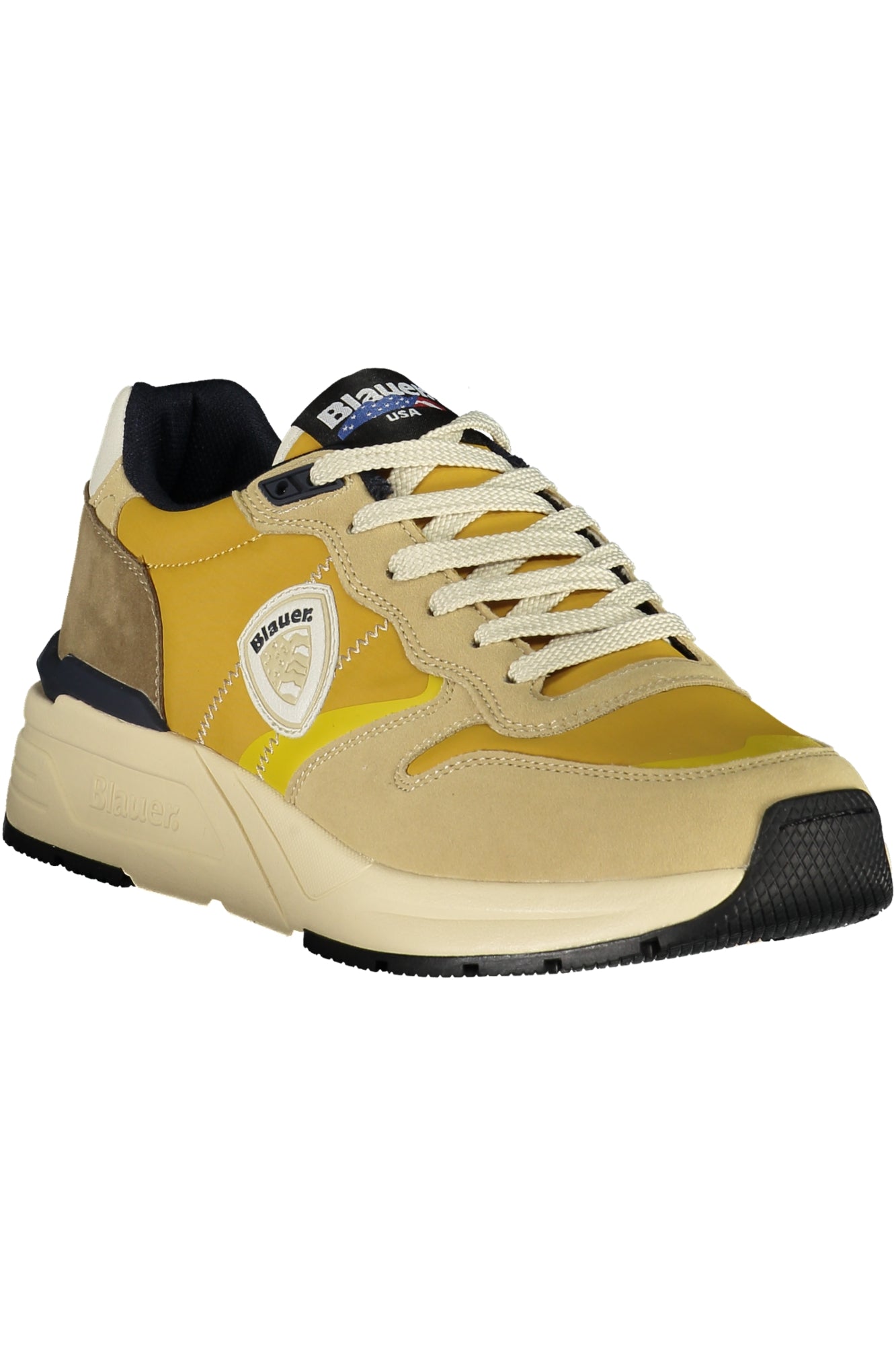 S5RAY01NYN_BEBEIYEL – Bequemer Herrensportschuh in Beige mit senfgelben Details – Größe: 40, 41, 42, 43, 44, 45, 46 – Farbe: Beige