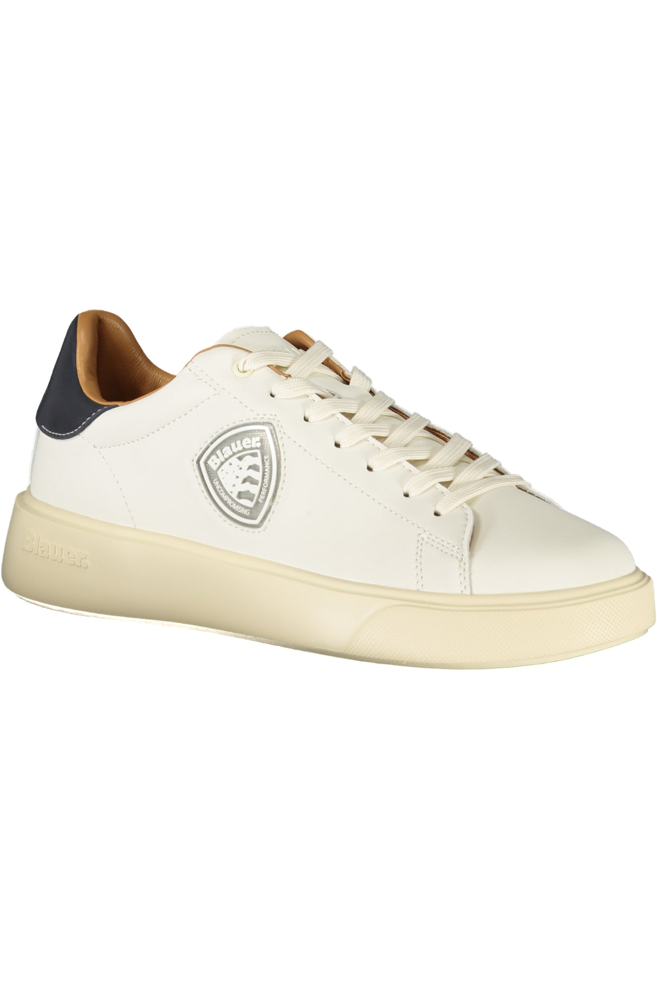 F5BUCK07LEA_BICRENVY – Weiße Herren-Sneaker mit blauen Details und Prägedruck-Design – Größe: 40, 41, 42, 43, 44, 45, 46 – Farbe: Bianco