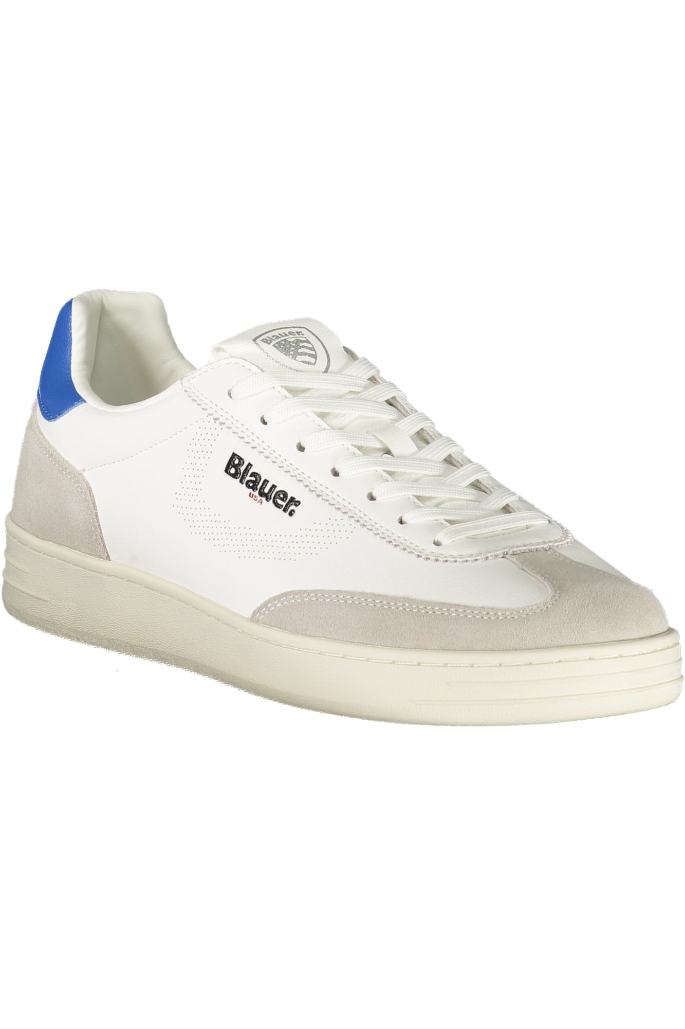 S5GRANT03LES_BIWHIROY – Weißer Herrensportschuh mit blauen Details und herausnehmbarem Fußbett – Größe: 40, 41, 42, 43, 44, 45 – Farbe: Bianco