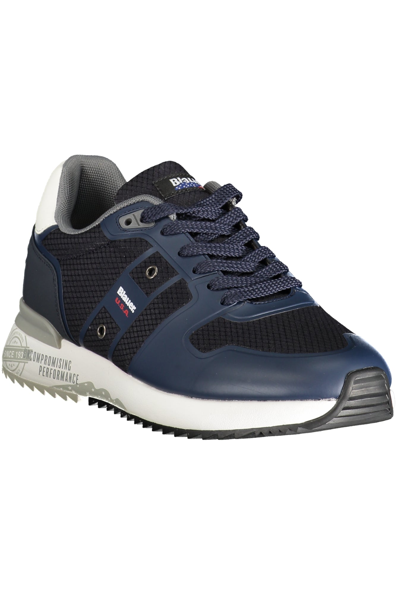 S4HOXIE02RIP_BLNVYWHI – Stylischer blauer Herrensportschuh mit Kontrastdetails & Druck. – Größe: 44, 45 – Farbe: Blu