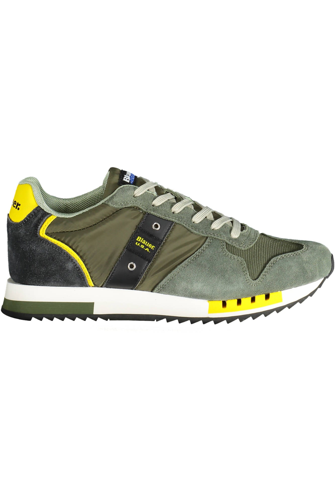 S3QUEENS01STO_VERDE_MIL-MILITARYGREEN – Sportlicher Herrenschuh in Grün mit Kontrastdetails und Ersatzschnürsenkeln – Größe: 44 – Farbe: Verde