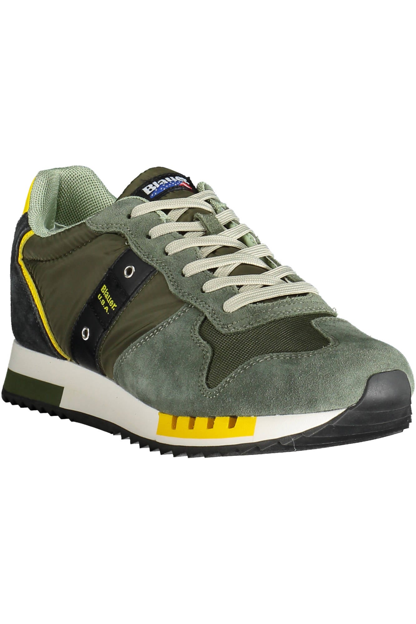 S3QUEENS01STO_VERDE_MIL-MILITARYGREEN – Sportlicher Herrenschuh in Grün mit Kontrastdetails und Ersatzschnürsenkeln – Größe: 44 – Farbe: Verde