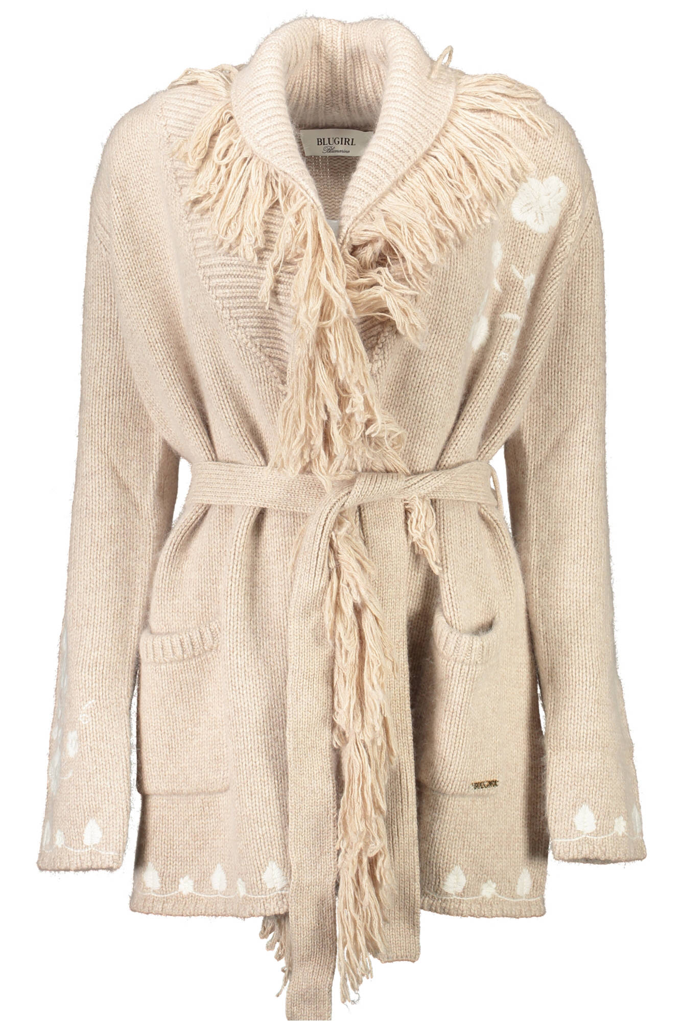 RH1076-MA87L_BEIGE_31308 – Eleganter Damen Cardigan Beige mit V-Ausschnitt und Stickereien – Größe: XS, S, XL – Farbe: Beige