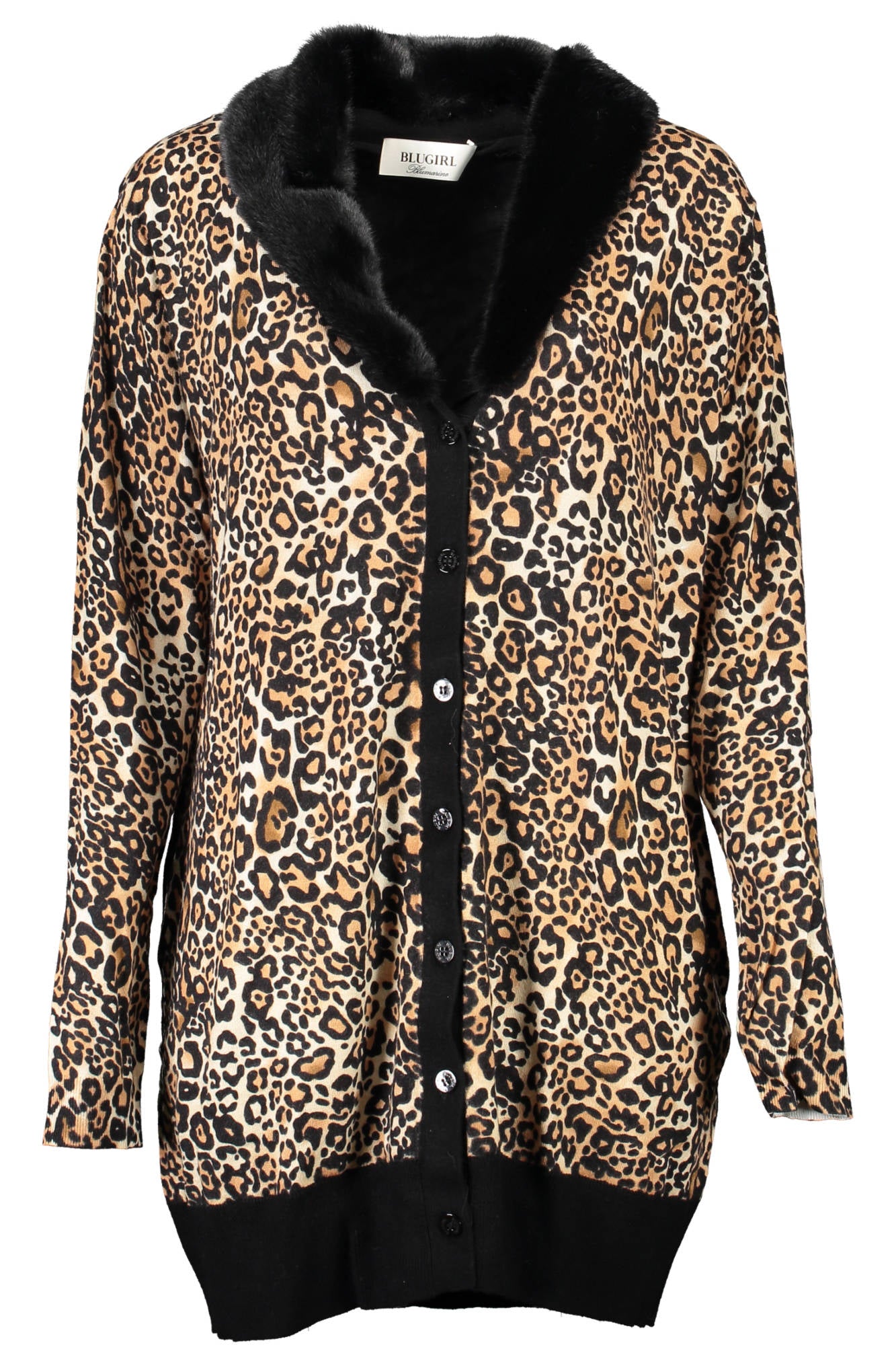 RH1106-MAB01_NERO_S9099 – Elegante Damen Strickjacke Schwarz mit Abnehmbarem Kunstfellkragen – Größe: XS, S, L – Farbe: Nero