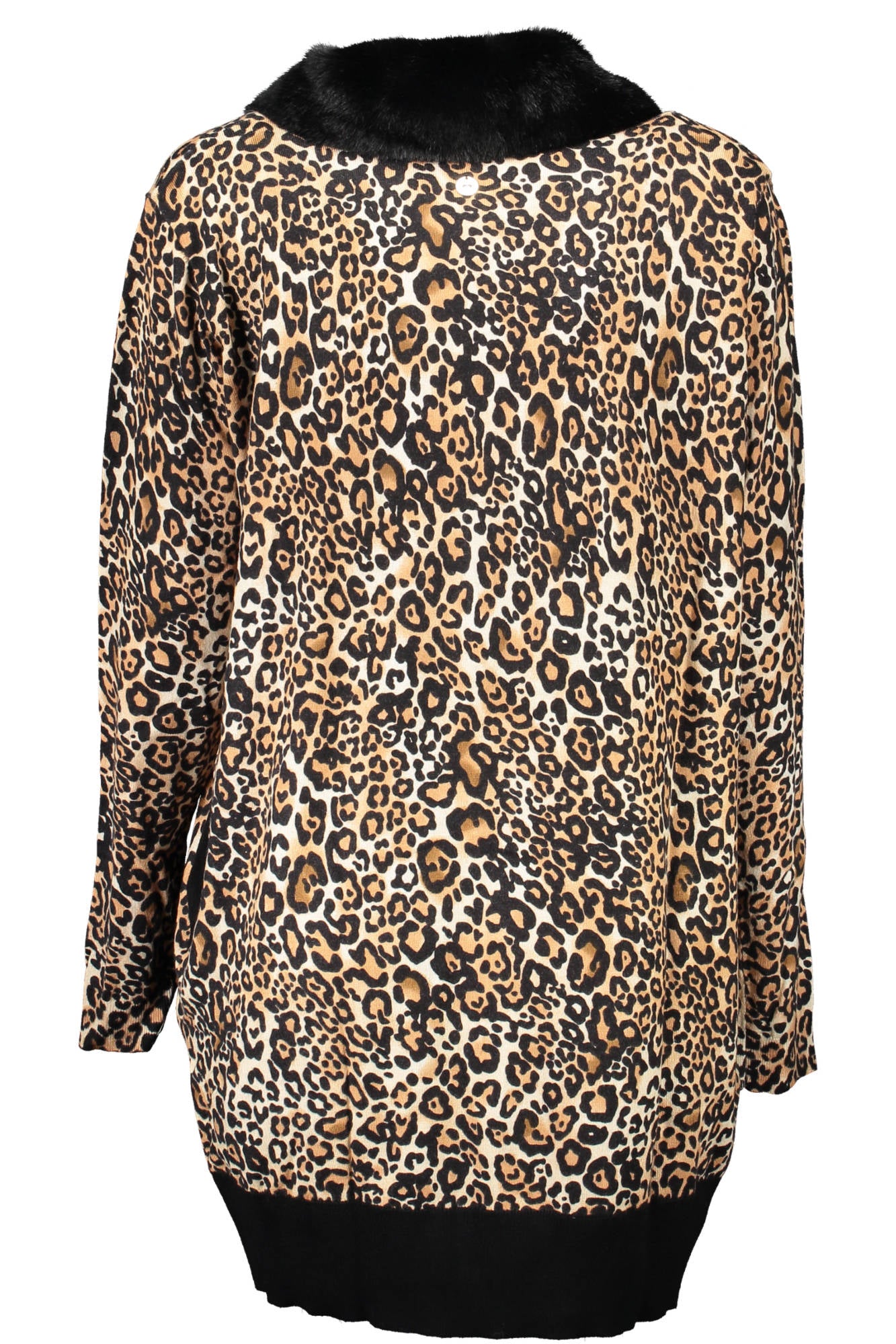 RH1106-MAB01_NERO_S9099 – Elegante Damen Strickjacke Schwarz mit Abnehmbarem Kunstfellkragen – Größe: XS, S, L – Farbe: Nero