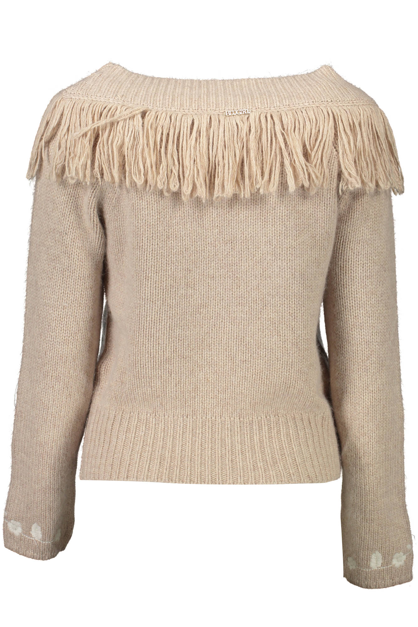 RH1078-MA87L_BEIGE_31308 – Eleganter Damenpullover in Beige mit Rollkragen und Stickerei – Größe: XS, S, M, L, XL – Farbe: Beige
