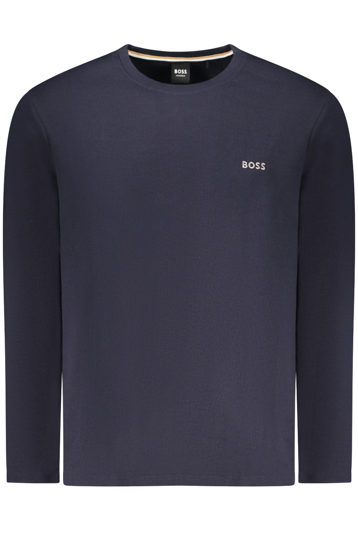 50535870WAFFLELSSHIRT_BL403 – Herren Langarm Trikot mit Rundhals und Stickerei in Blau – Größe: S, M, L, XL, 2XL – Farbe: Blu