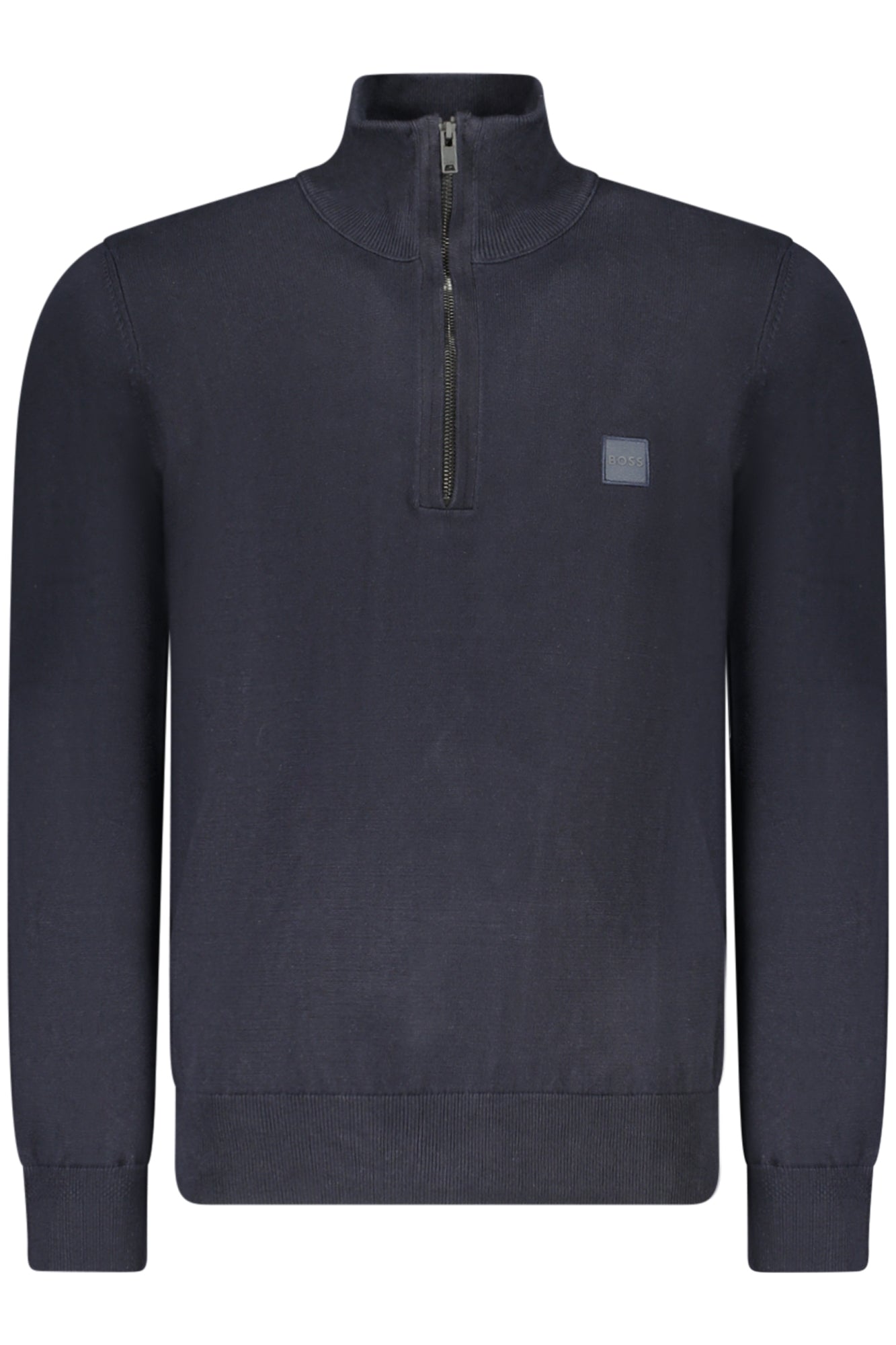 50527585KANOBIXS_BL404 – Eleganter Herrenpullover Blau mit Reißverschluss und Logo-Applikation – Größe: S, M, L, 2XL, XL – Farbe: Blu