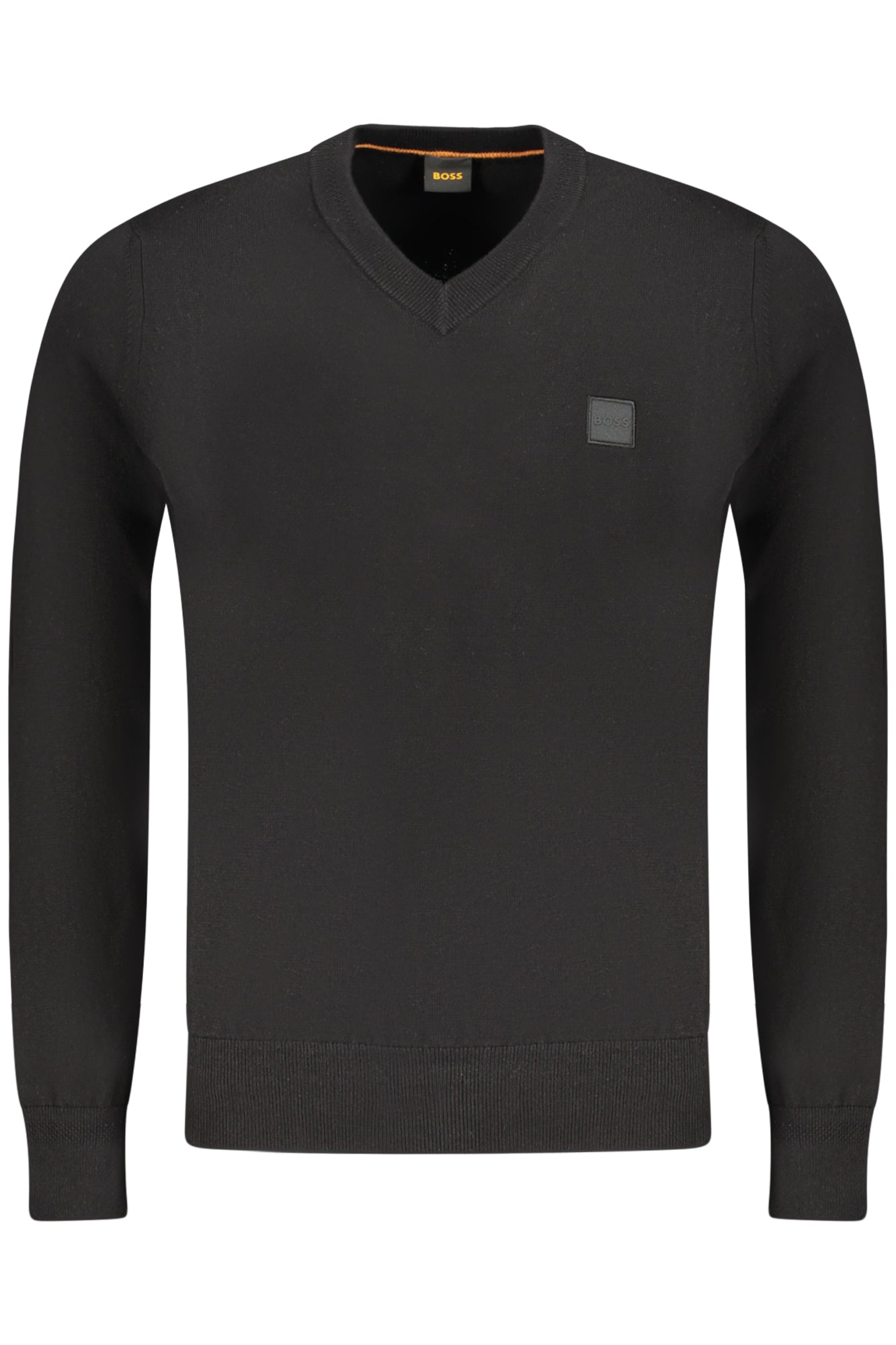 50534120KANOVANOV_NE001 – Schwarzer Herrenpullover mit V-Ausschnitt und Logo-Applikation – Größe: S, M, L, XL, 2XL – Farbe: Nero