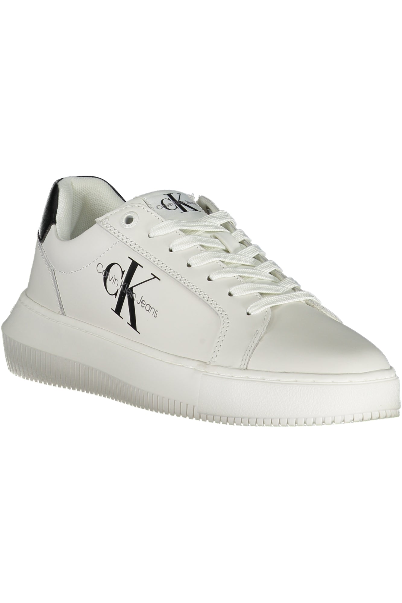 YW0YW00823F_BI0LB – Weiße Damensportschuhe mit Schnürsenkeln und kontrastierenden Details – Größe: 36, 37, 38, 39, 40, 41 – Farbe: Bianco