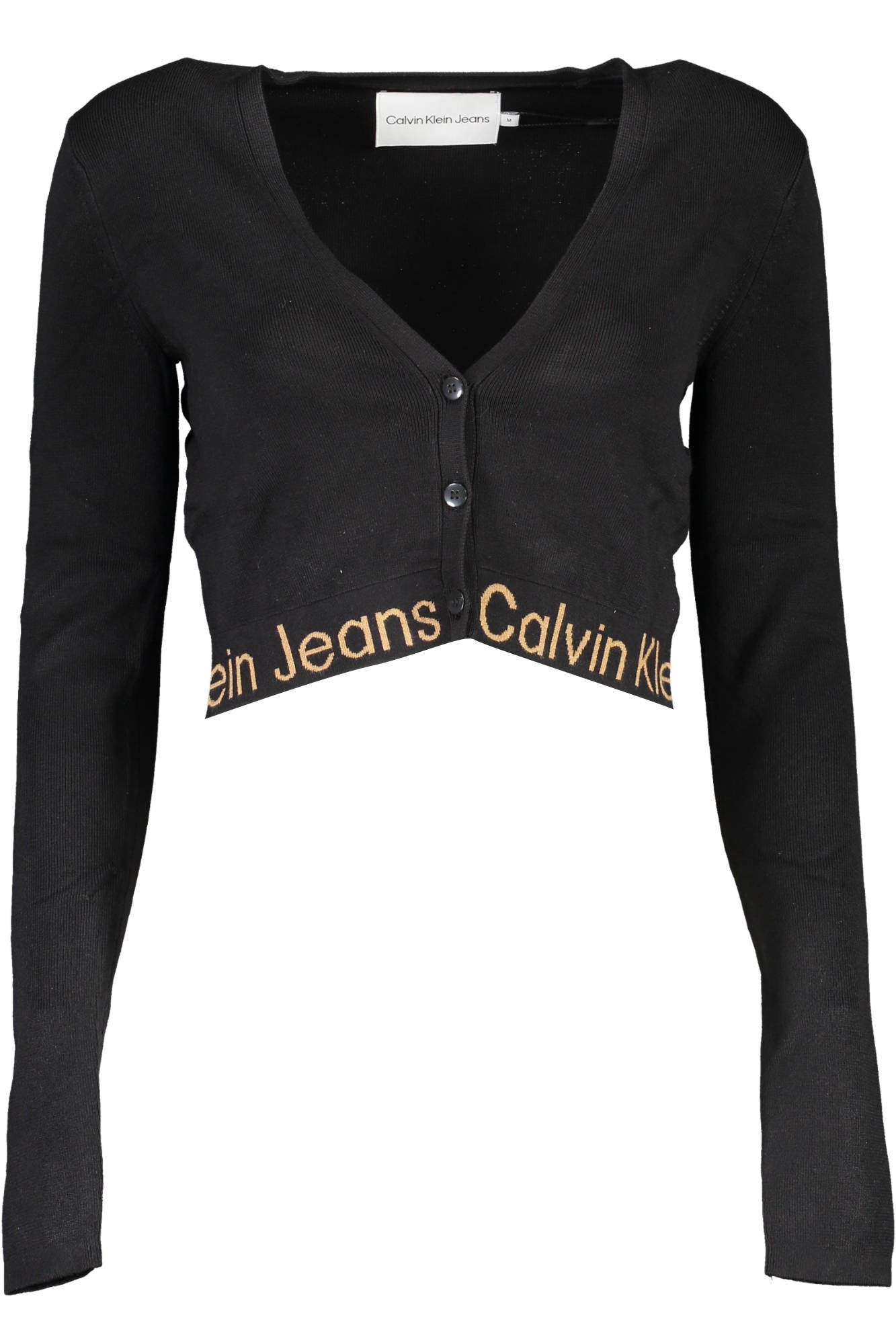 J20J219999_NERO_BEH – Damen-Strickjacke Schwarz: Eleganter Cardigan mit V-Ausschnitt & Knöpfen – Größe: L – Farbe: Nero