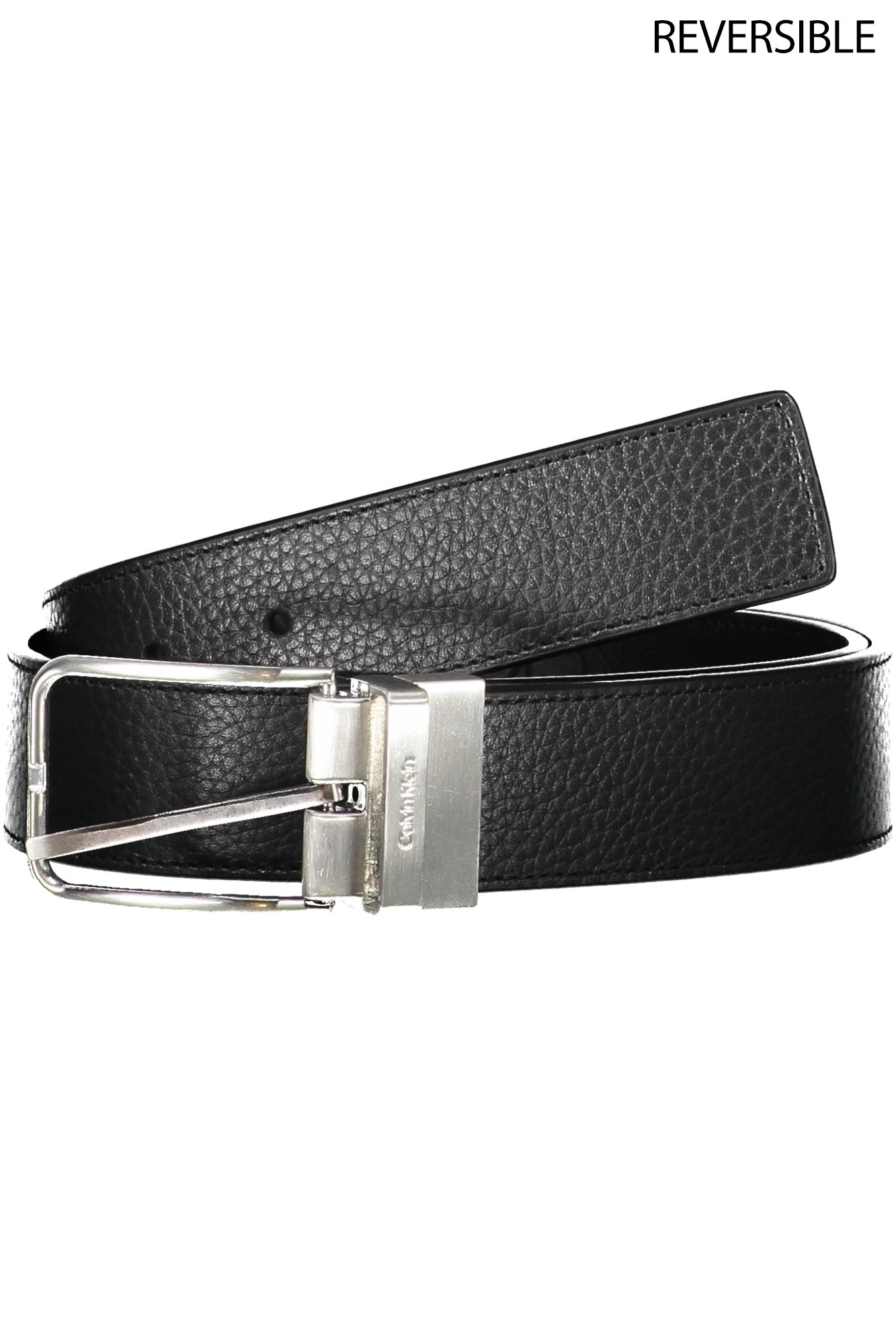 K50K510628_E177961_NEROBAX – Herren Wendegürtel Schwarz mit Metallschnalle & Kontrastdetails – Größe: 115, 110, 95, 90, 105, 100 – Farbe: Nero