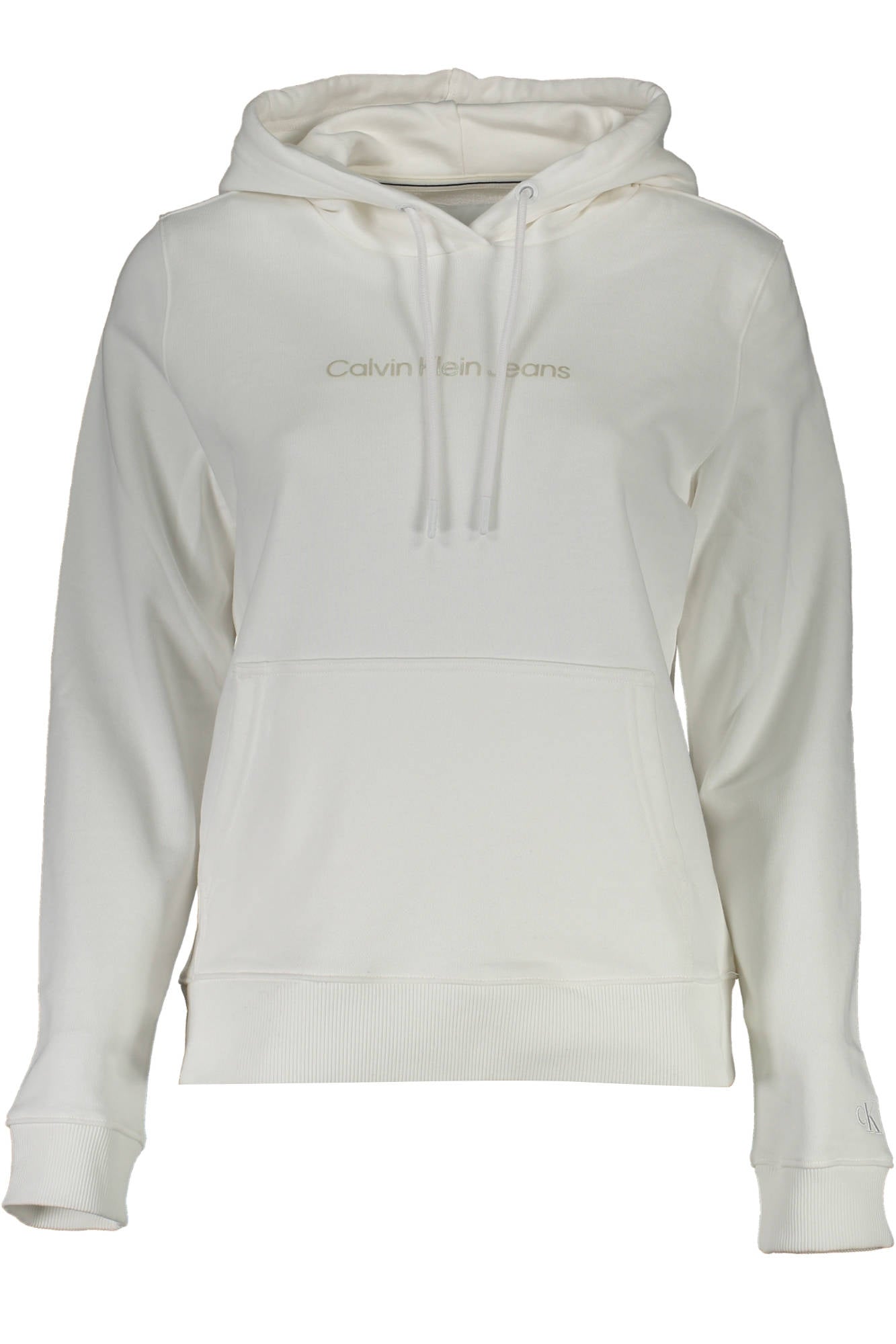 J20J217744_BIANCO_YAF – Weißes Damen-Sweatshirt ohne Reißverschluss - Kapuze & Kängurutasche – Größe: XL, L – Farbe: Bianco