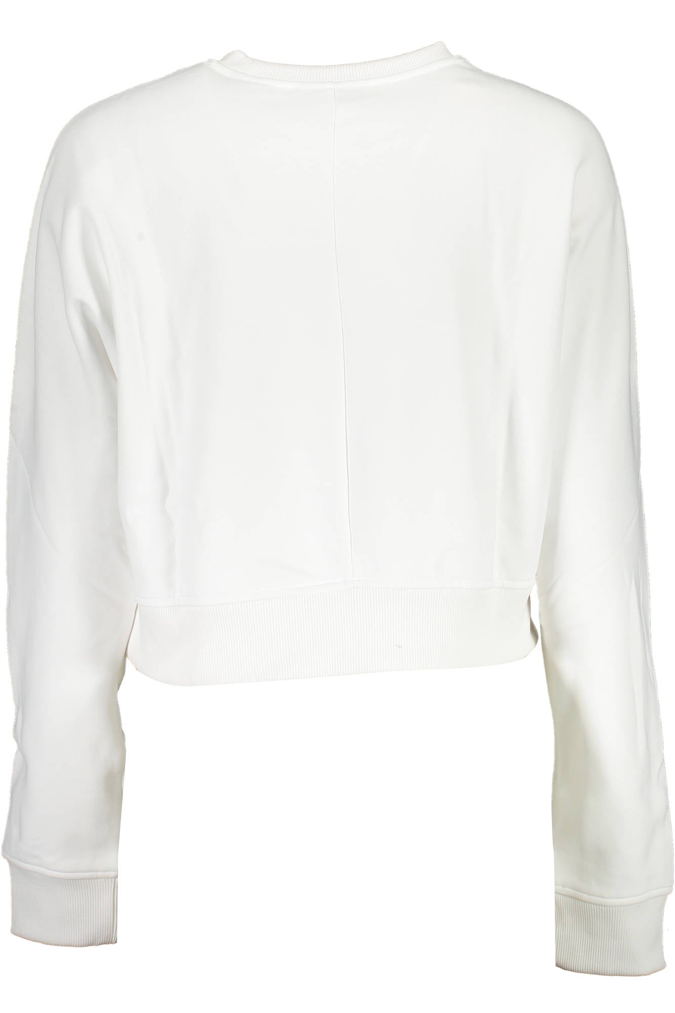 00GWF2W300_BIANCO_YAF – Weißer Damenpullover: Rundhals, Applikation, Langarm-Sweatshirt – Größe: XL – Farbe: Bianco
