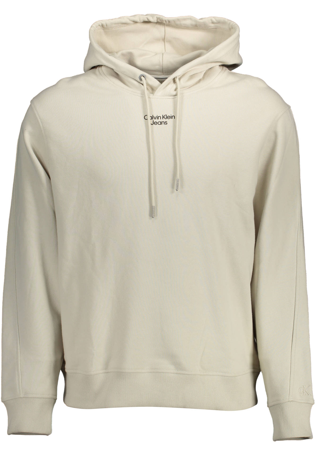 J30J320604_BEIGE_ACF – Beiges Herren-Kapuzen-Sweatshirt: Stilvoller Aufdruck, Ohne Reißverschluss – Größe: 2XL – Farbe: Beige