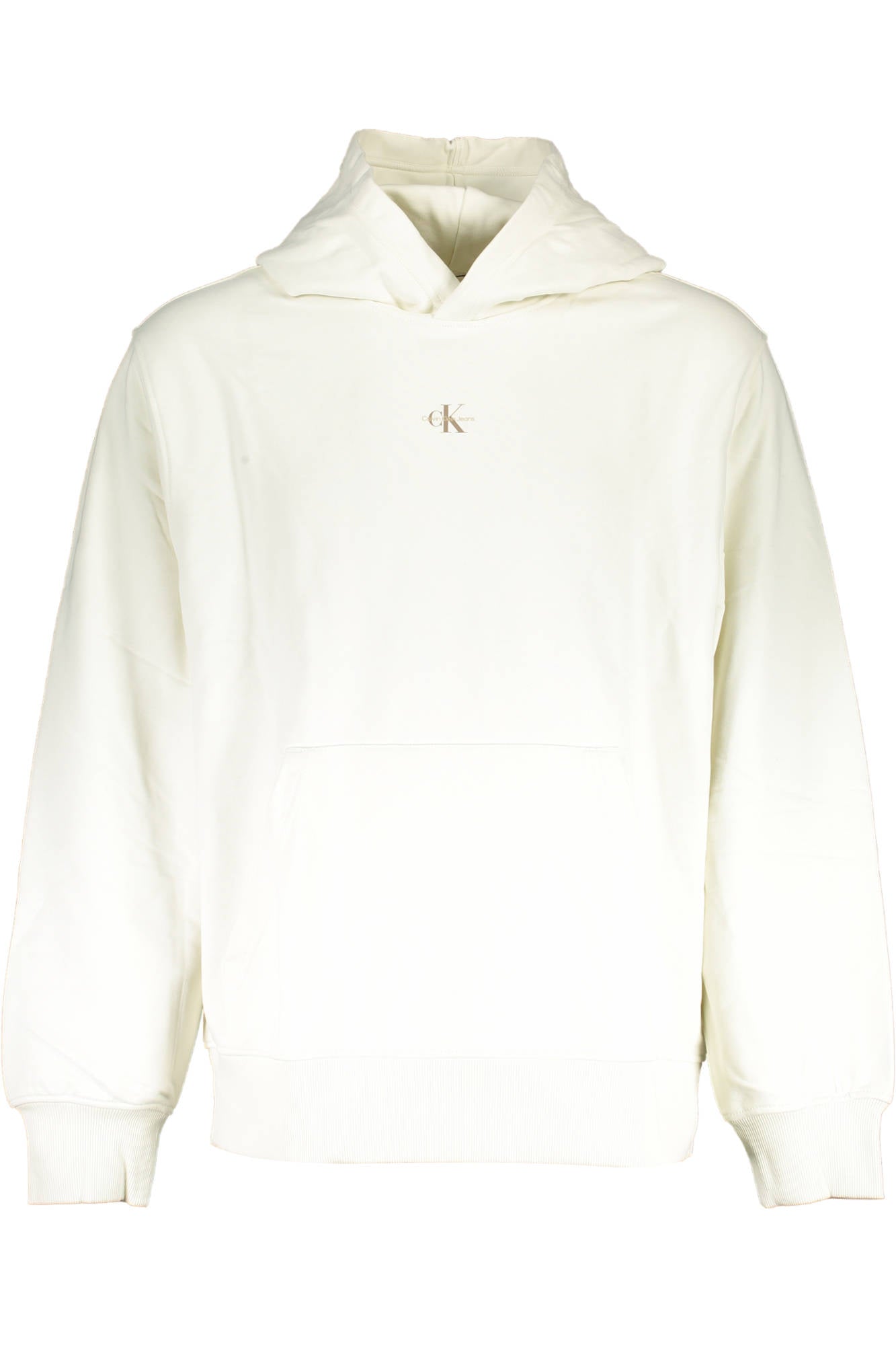 J30J322535_BIANCO_YBI – Weißes Herren-Sweatshirt: Kapuzenpullover mit Kängurutasche & Druck – Größe: S, M, L, XL, 2XL – Farbe: Bianco