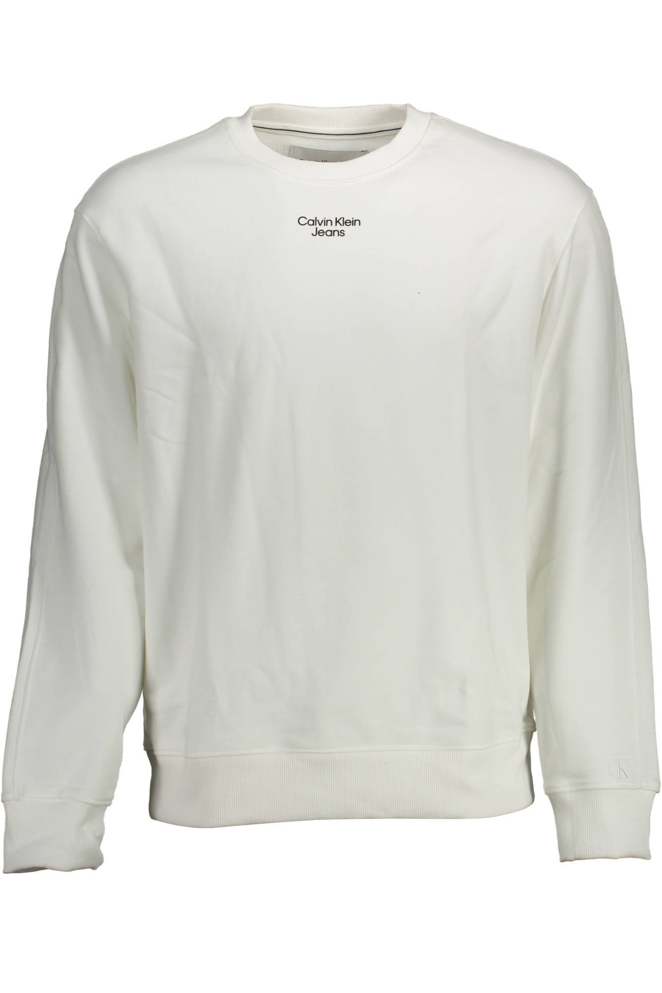 J30J320044_BIANCO_YAF – Herren Langarm-Sweatshirt Weiß - Stilvoll mit Rundhals & Logo-Druck – Größe: XL, 2XL, L – Farbe: Bianco