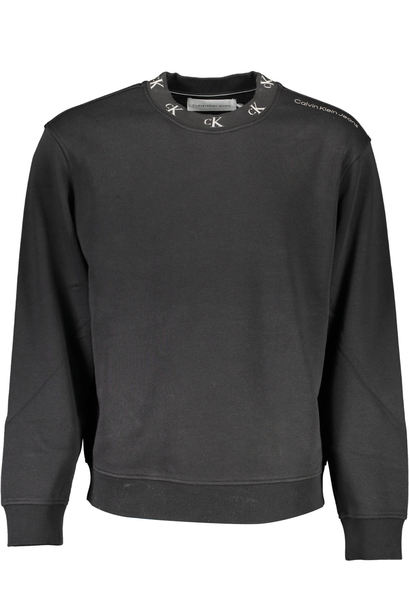 J30J321901_NERO_BEH – Stylisches Herren Sweatshirt: Schwarzes Fleece mit Rundhals und Kontrastdetails – Größe: XL, L – Farbe: Nero
