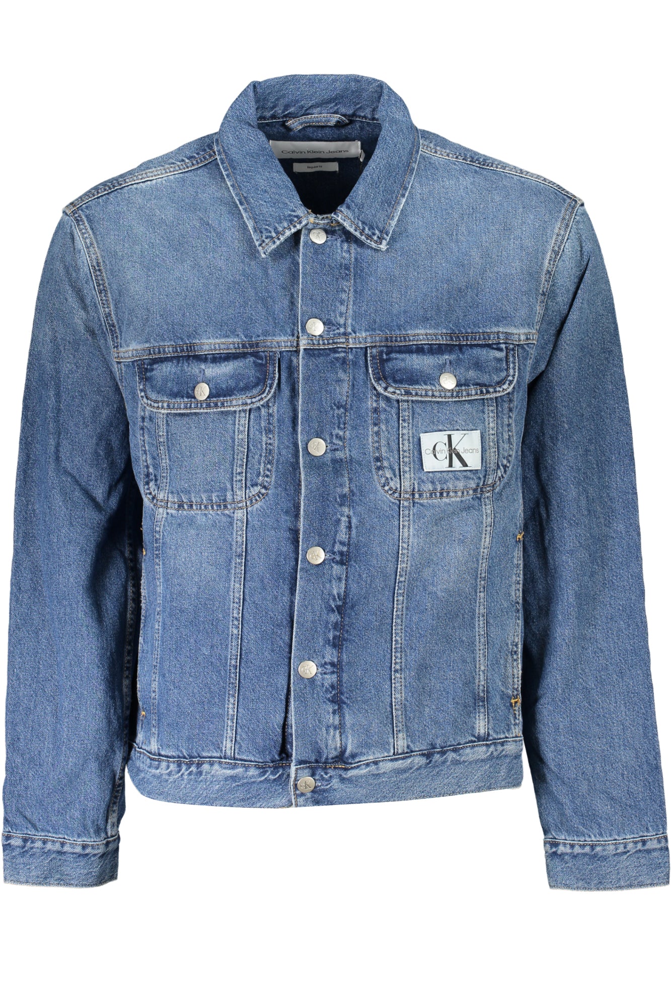 J30J323321_BL1A4 – Herren-Sportjeansjacke Blau Regular Fit mit Taschen & Applikation – Größe: S – Farbe: Blu