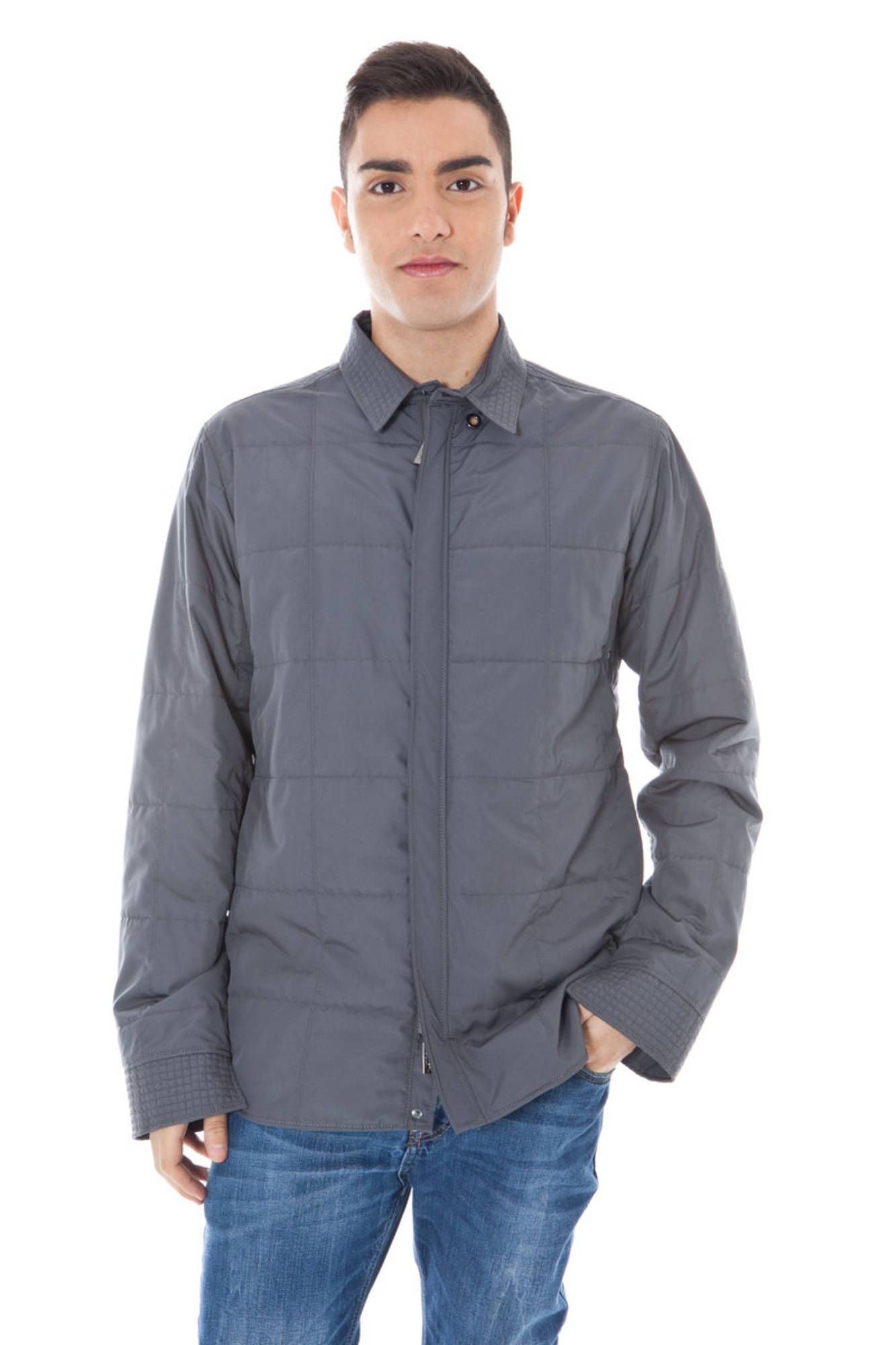 08470150_GRIGIO_031 – Graue Herren-Sportjacke mit Reißverschluss und Taschen für den Herbst – Größe: 46 – Farbe: Grigio