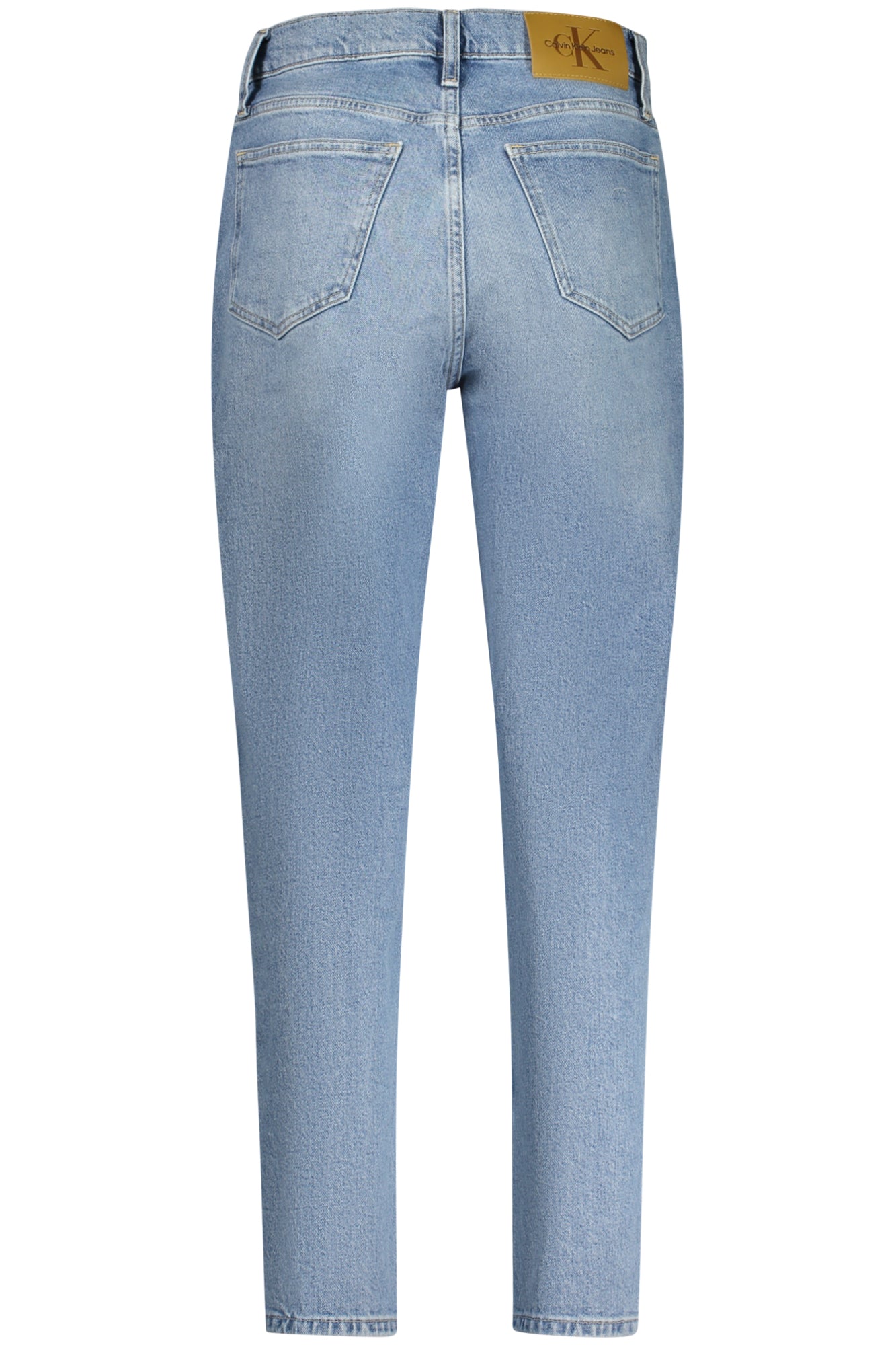J20J225148_AZ1AA – Damen Mom-Jeans in Blau mit Used-Look und Logo-Akzenten – Größe: 25L28, 26L28, 27L28, 28L28, 29L28, 30L28, 31L28 – Farbe: Azzurro