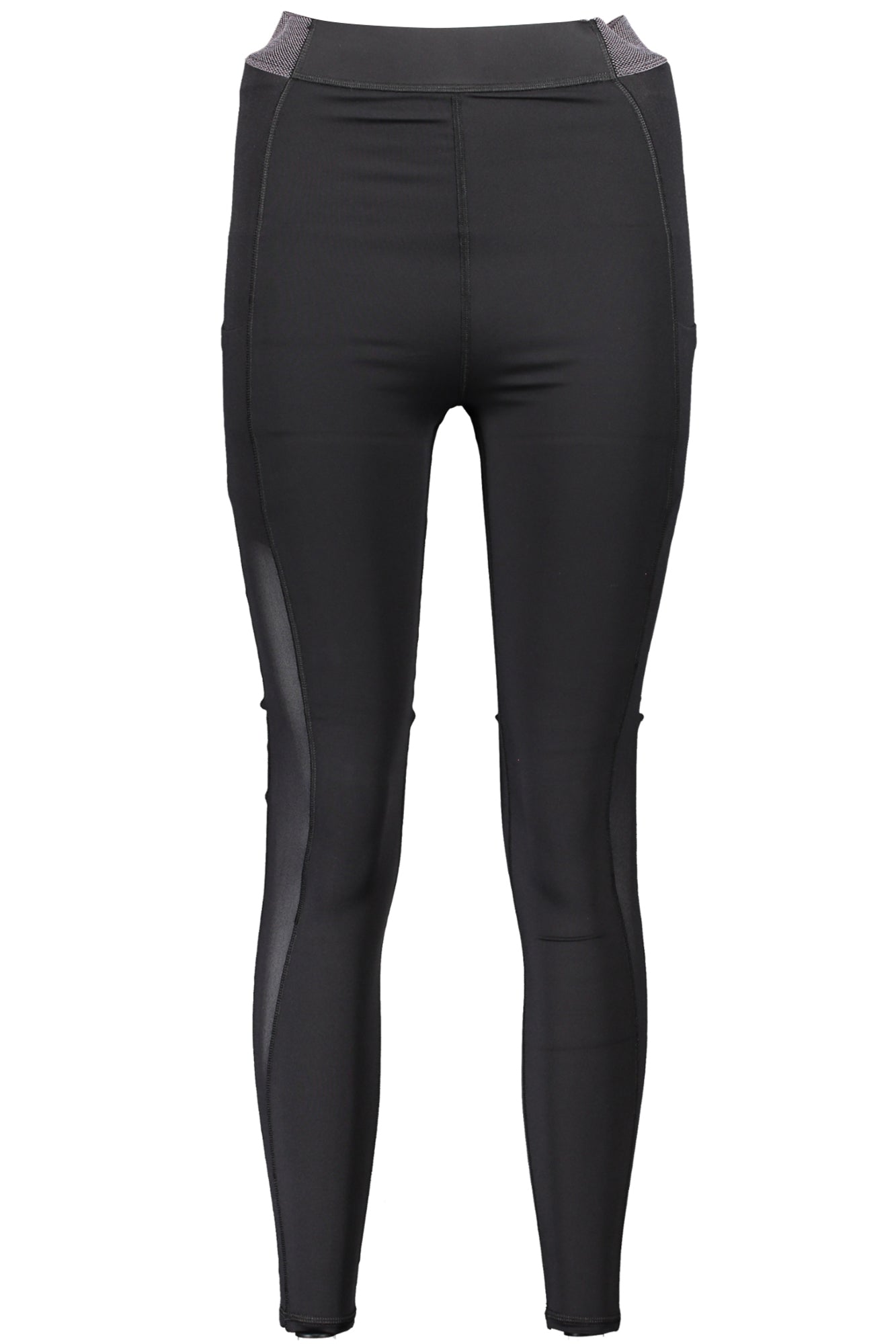 00GWF3L621_NEBAE – Stylische Damen Leggings schwarz mit kontrastierendem Bund & Taschen – Größe: XS, S, M, XL – Farbe: Nero