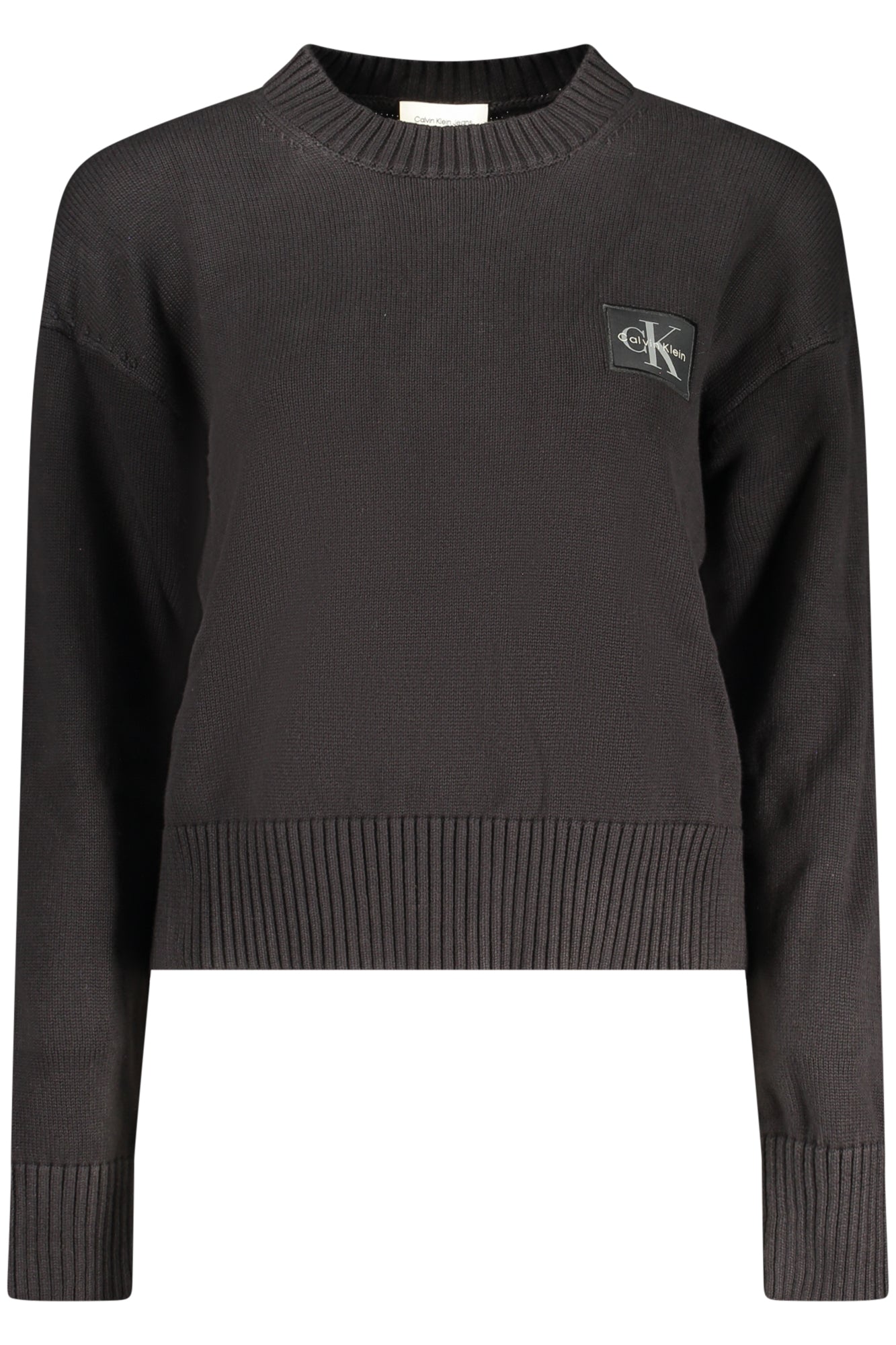 LV047D351G_NEUB1 – Schwarzes Damen Langarmshirt mit Rundhalsausschnitt und Logo-Applikation – Größe: XS, S, M, L, XL – Farbe: Nero