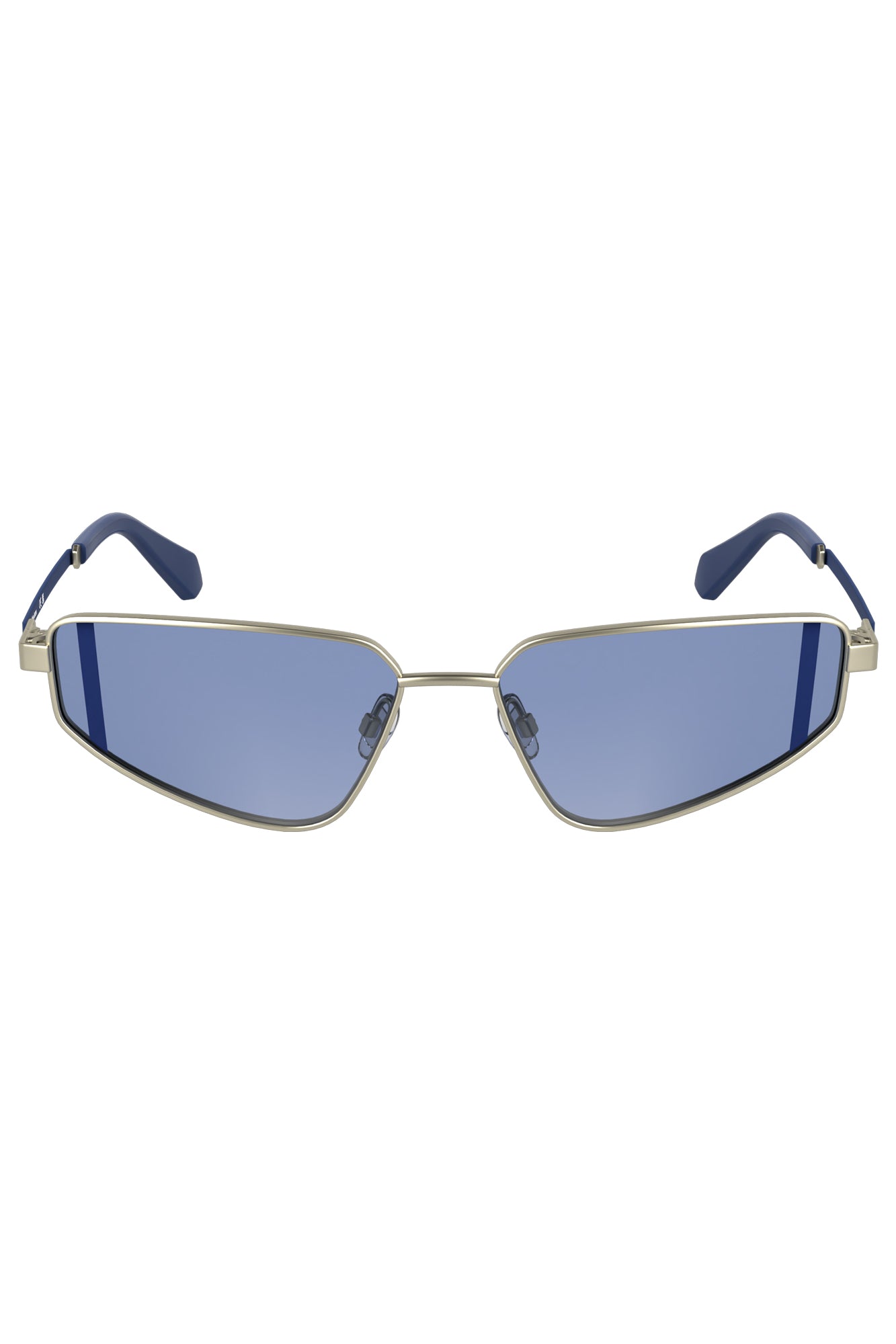 CKJ25200S_AG718 – Silberne Damen-Sonnenbrille mit blauen Gläsern und Metallgestell – Größe: UNI – Farbe: Argento