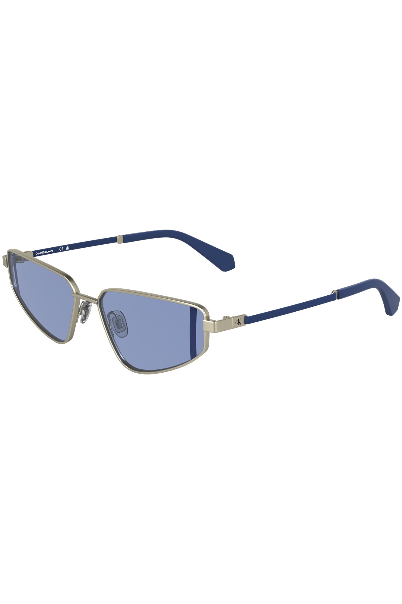 CKJ25200S_AG718 – Silberne Damen-Sonnenbrille mit blauen Gläsern und Metallgestell – Größe: UNI – Farbe: Argento