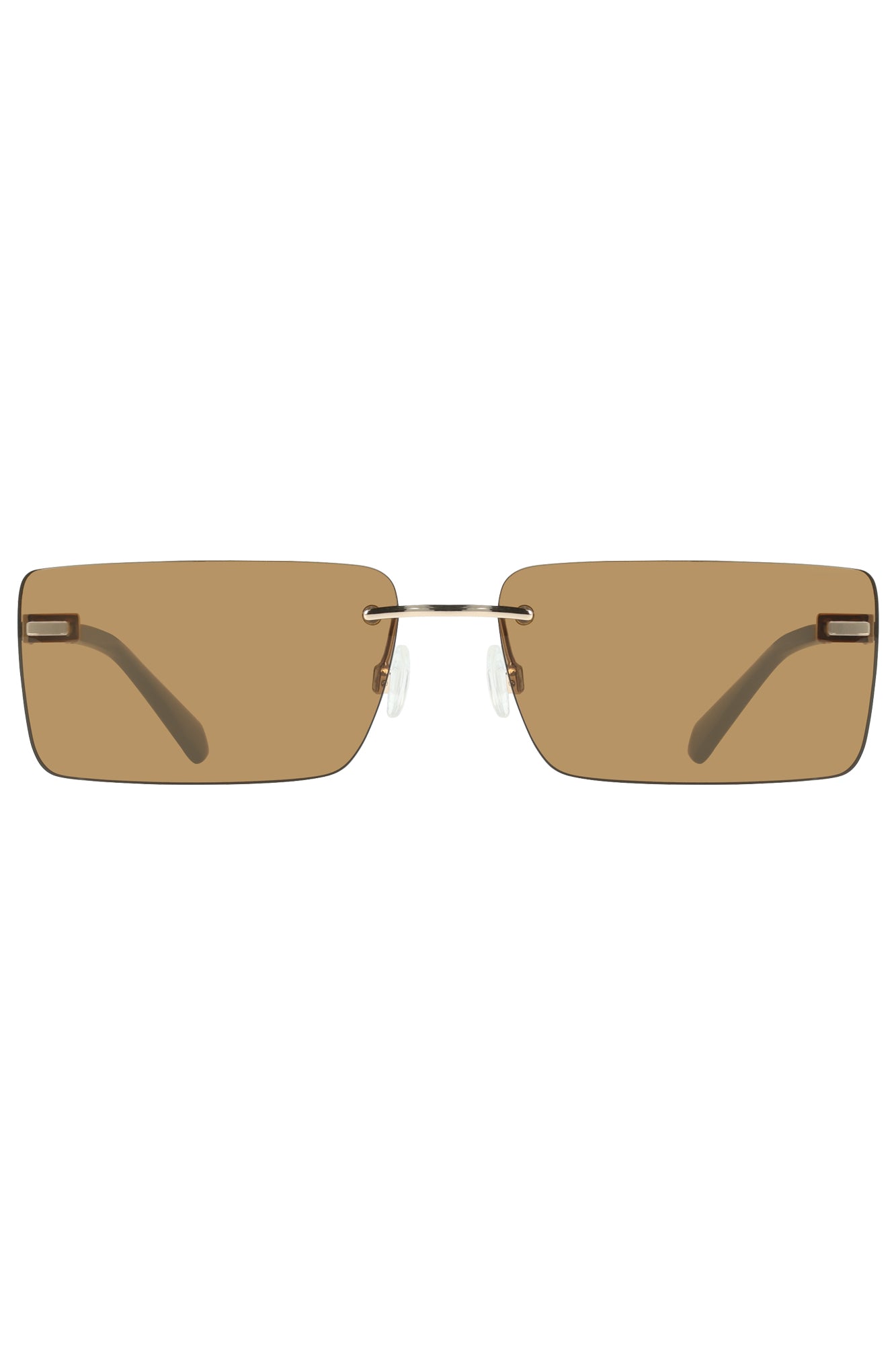 CKJ25206S_BE719 – Elegante Damen-Sonnenbrille Beige mit Metallrahmen und Rechteckgläsern – Größe: UNI – Farbe: Beige