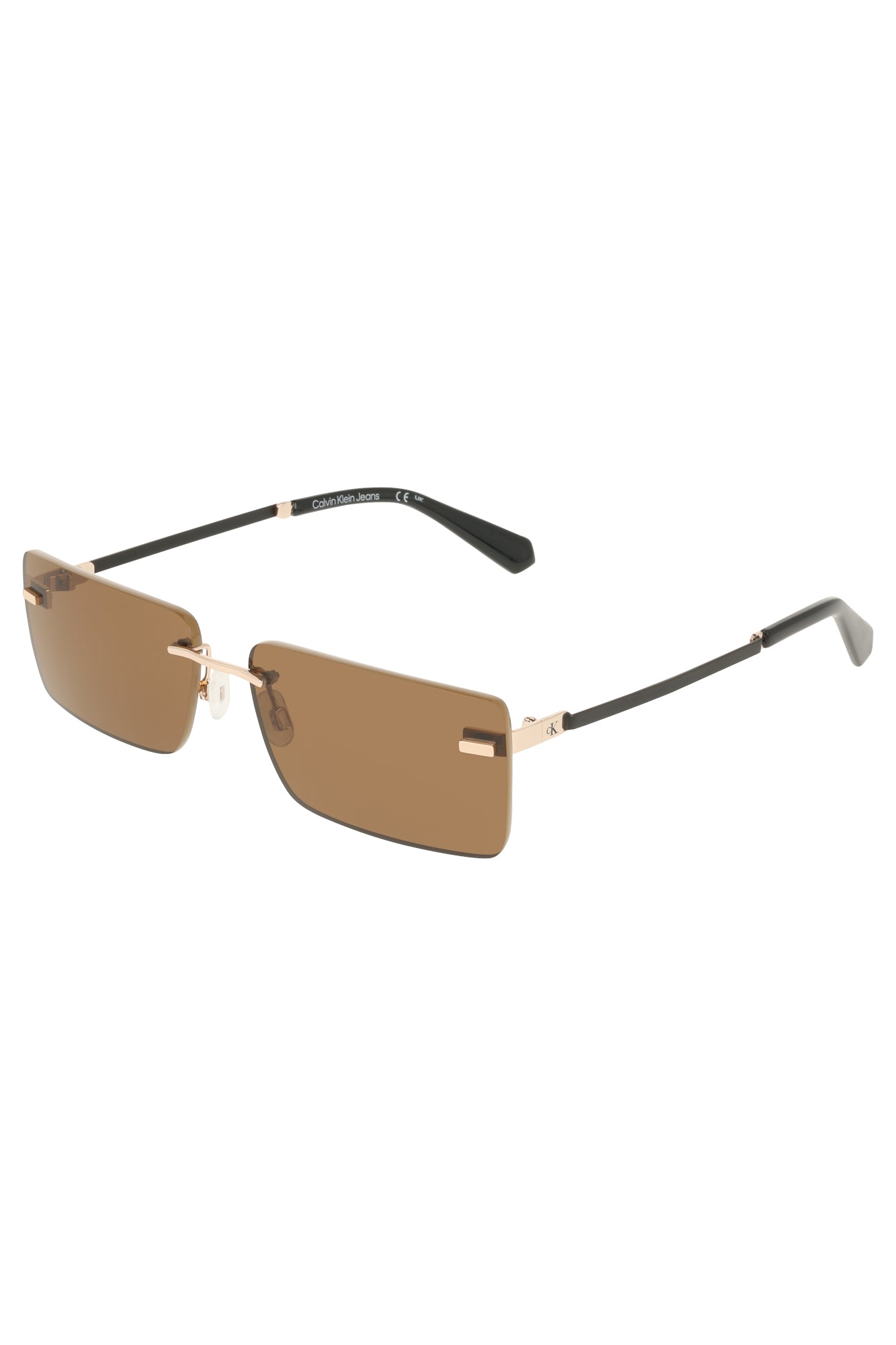 CKJ25206S_BE719 – Elegante Damen-Sonnenbrille Beige mit Metallrahmen und Rechteckgläsern – Größe: UNI – Farbe: Beige