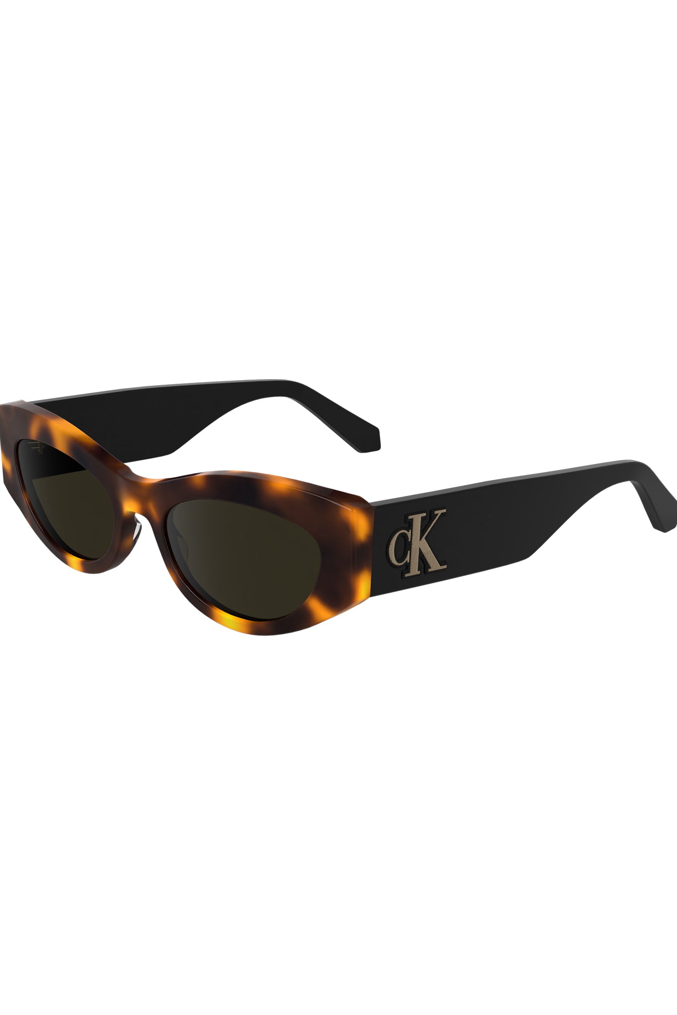 CKJ24626S_MA235 – Damen Katzenaugen-Sonnenbrille Braun aus Bio-Acetat mit Logo – Größe: UNI – Farbe: Marrone