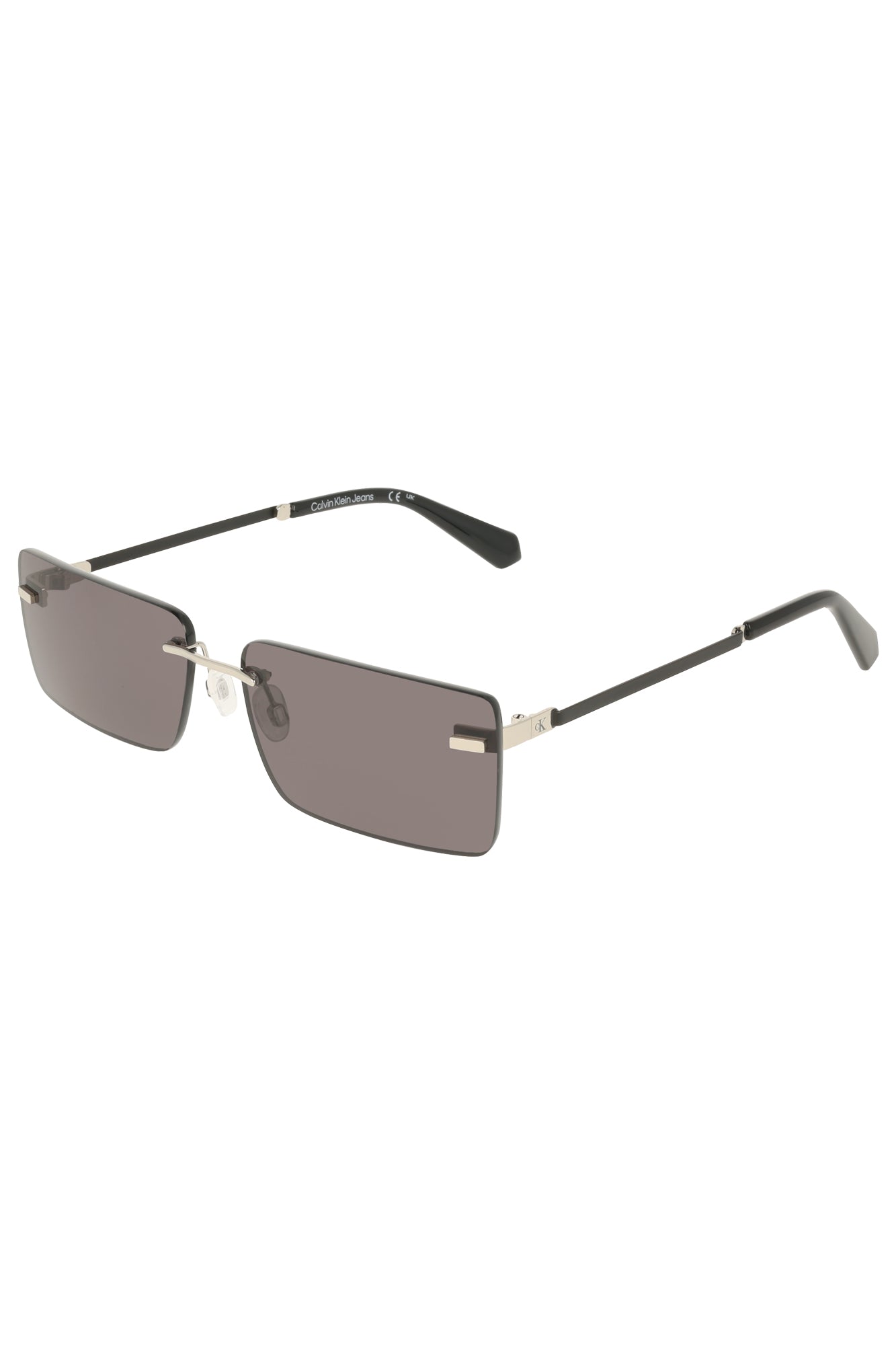 CKJ25206S_NE043 – Elegante Damen Sonnenbrille: Schwarz, Rechteckig, Metall, Stilvoll – Größe: UNI – Farbe: Nero