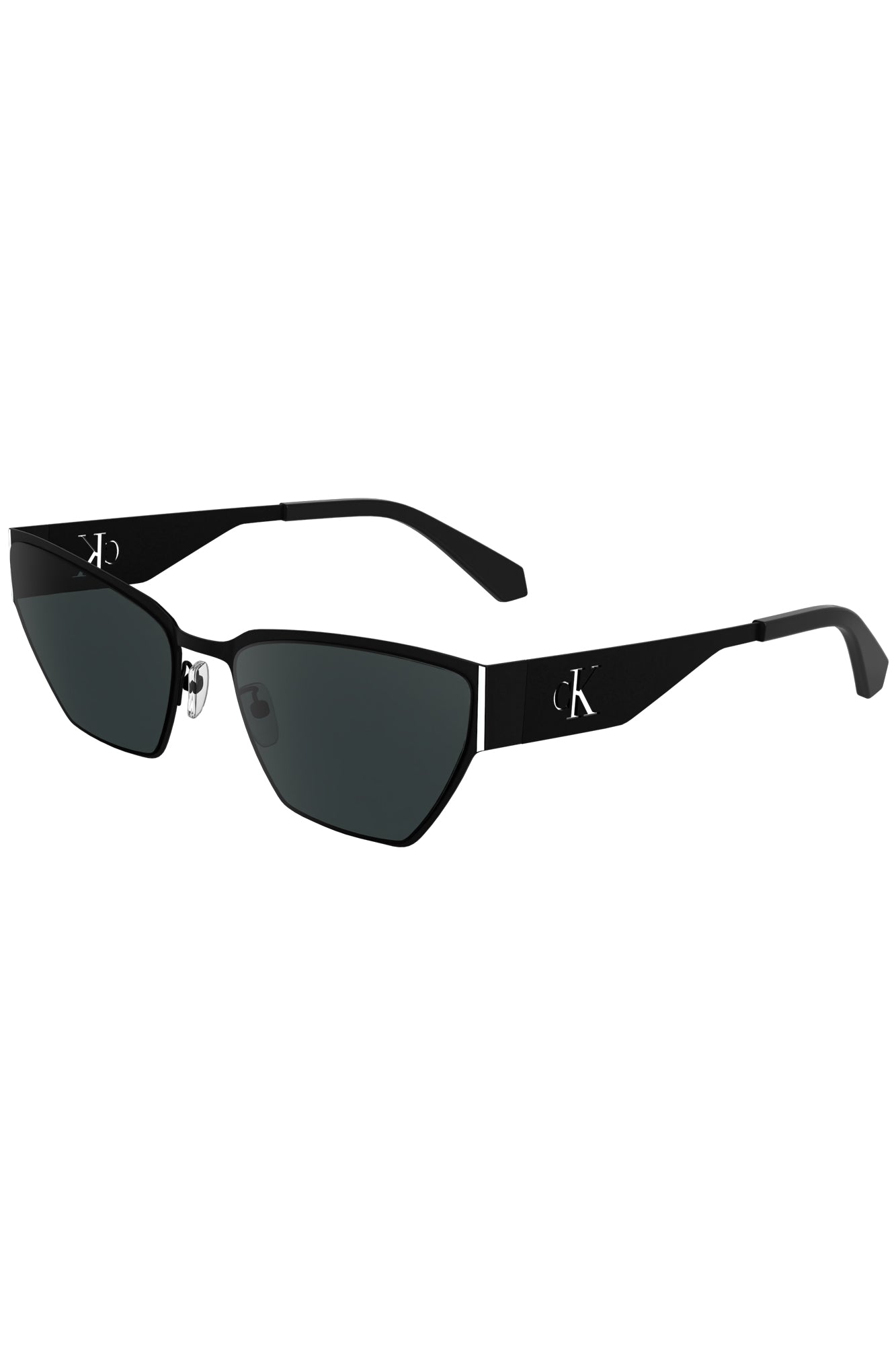CKJ24207S_NE001 – Elegante Damen-Sonnenbrille in Schwarz – Katzenform & Metallgestell – Größe: UNI – Farbe: Nero
