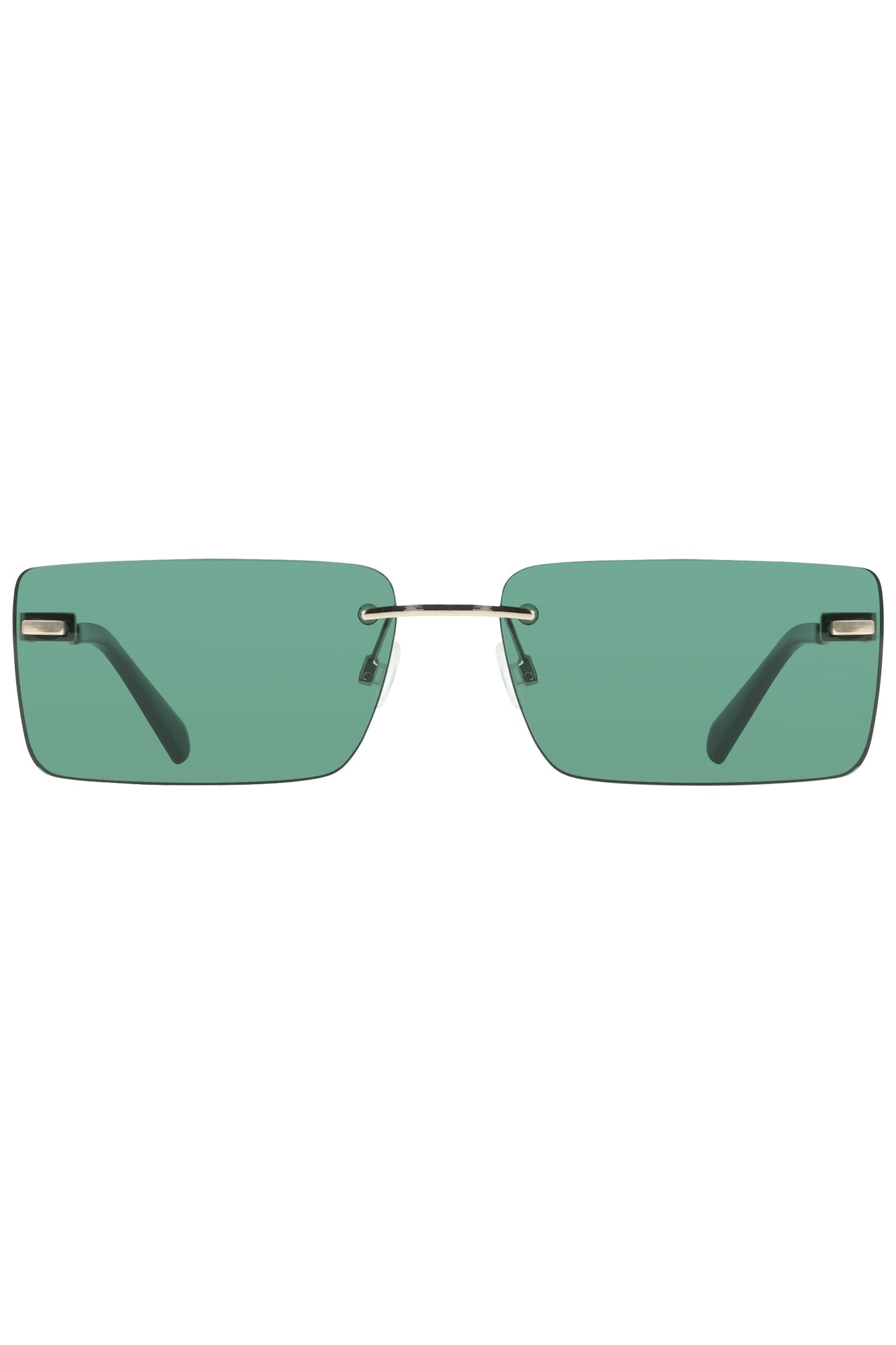 CKJ25206S_VE720 – Damen Sonnenbrille: Rechteckig, Grün, Metallgestell, Elegantes Design – Größe: UNI – Farbe: Verde