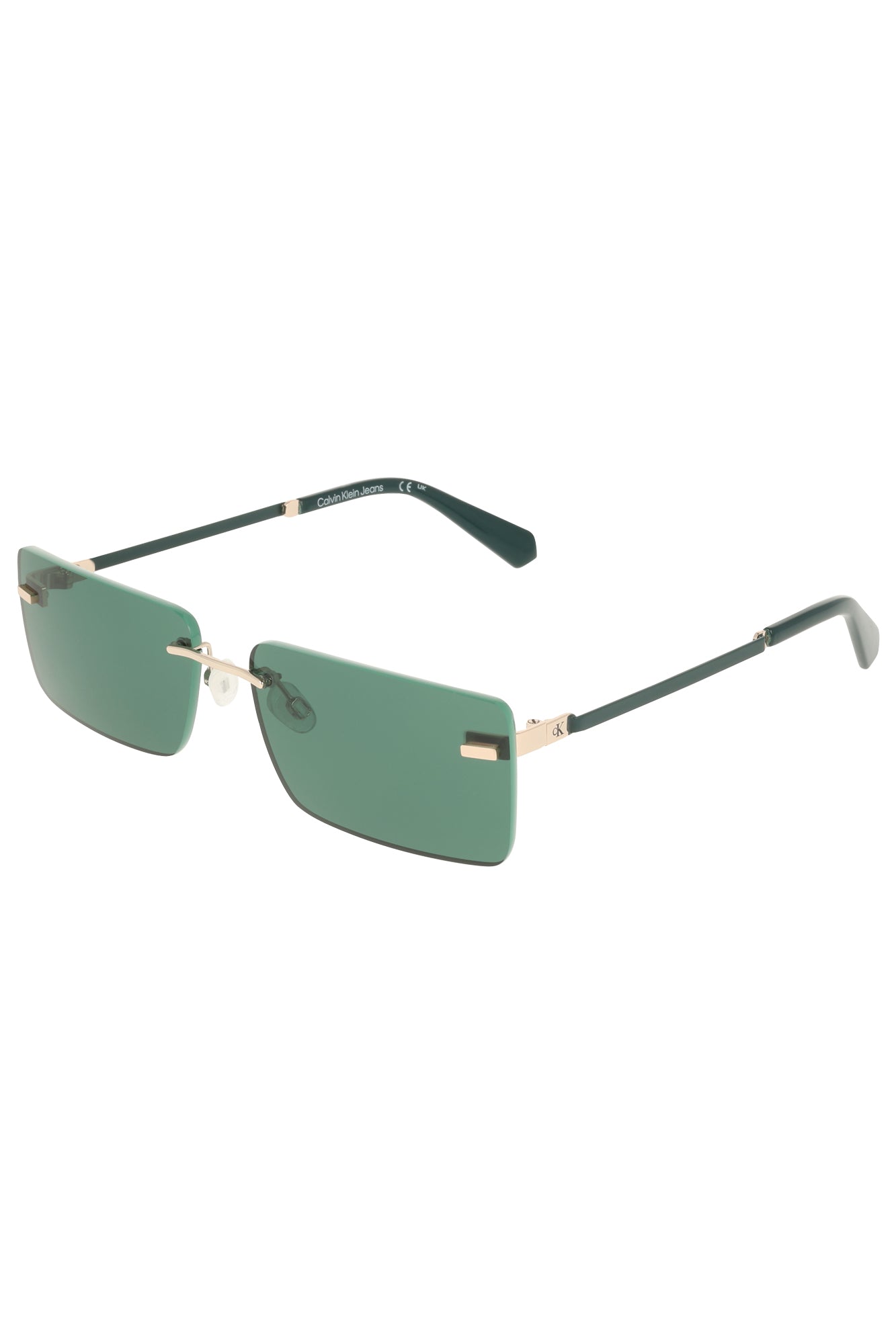 CKJ25206S_VE720 – Damen Sonnenbrille: Rechteckig, Grün, Metallgestell, Elegantes Design – Größe: UNI – Farbe: Verde